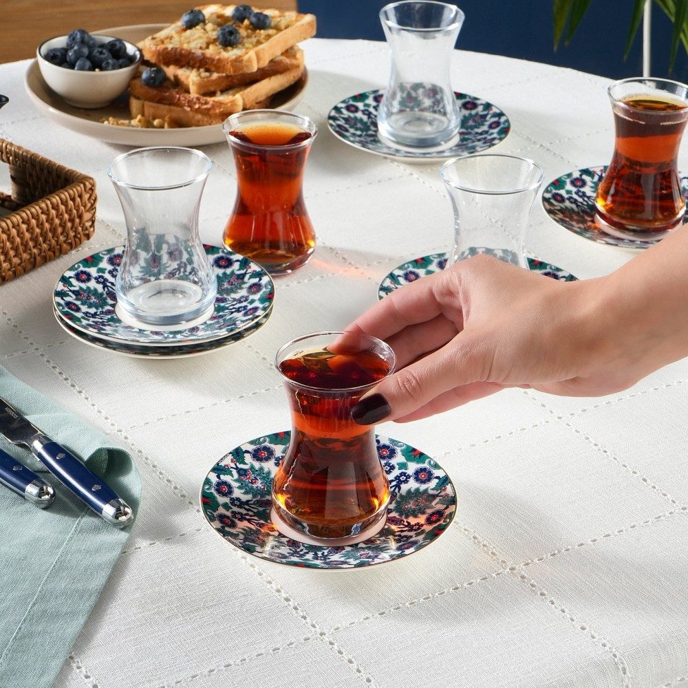 Karaca Teeservice Karaca Edirne Türkisches Teeset 12-tlg., 6 Pers., 130 ml, Mehrfarbig – Bild 4 von 5