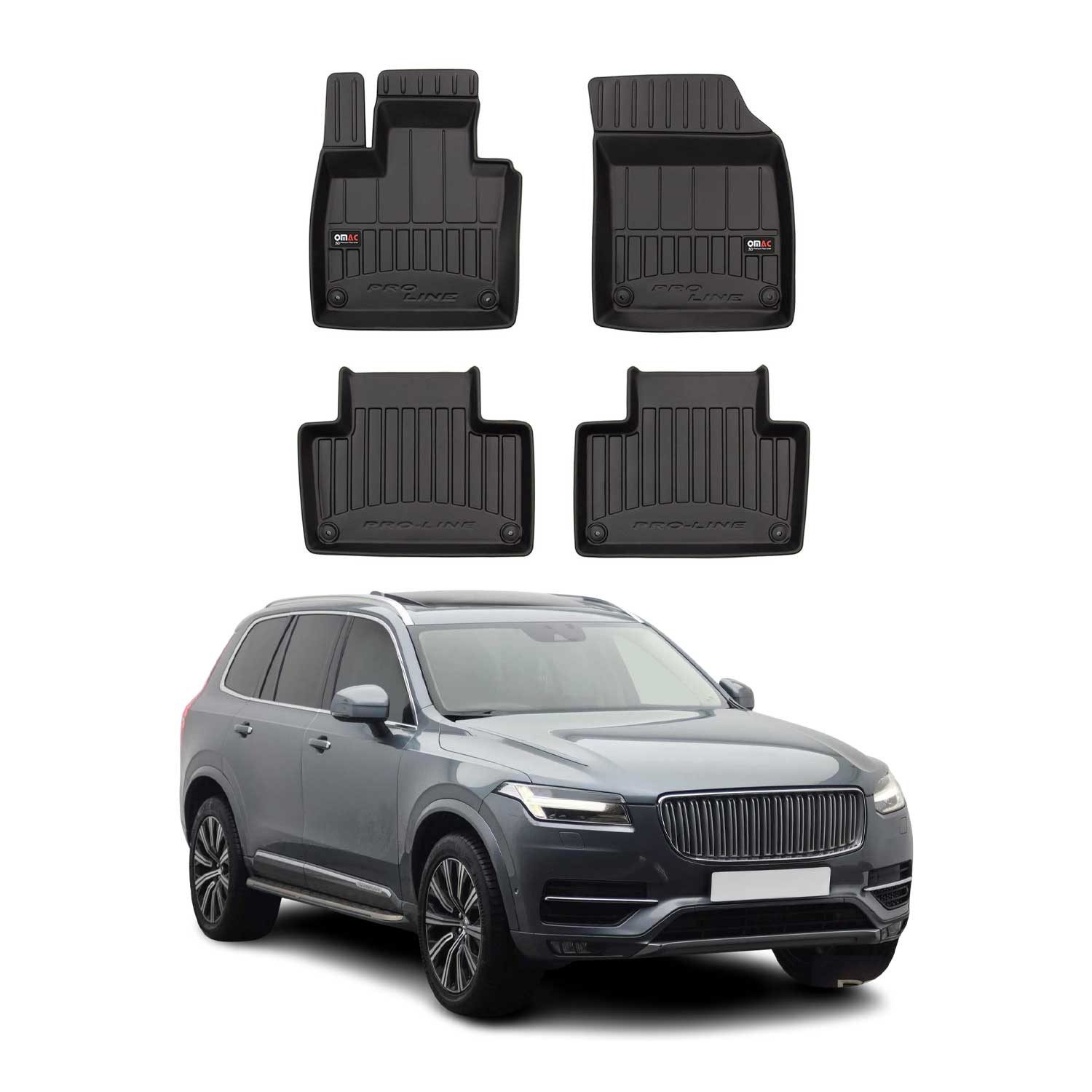 OMAC Auto-Fußmatten 2014-2024 Volvo XC90 Fußmatten TPE Schwarz 4 tlg (4 St), für Volvo XC90 2014-2024 Volvo XC90 2014-2024, Antirutsch,Wasserfest,Einfache Installation