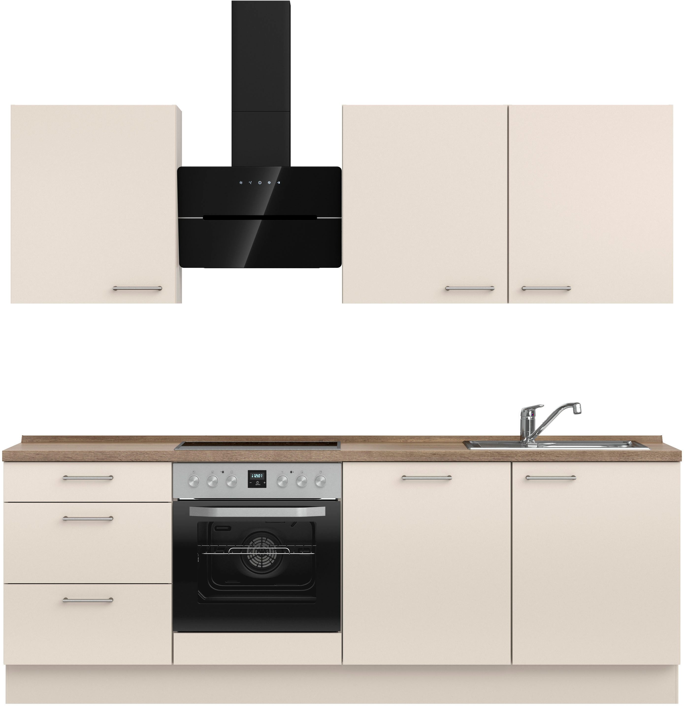 nobilia® Küchenzeile "Laser II", NEU: individuell anpassbar mit gratis Profi-Beratung, vormontiert, 240 cm breit, optional mit verschiedenen E‑Geräte-Sets