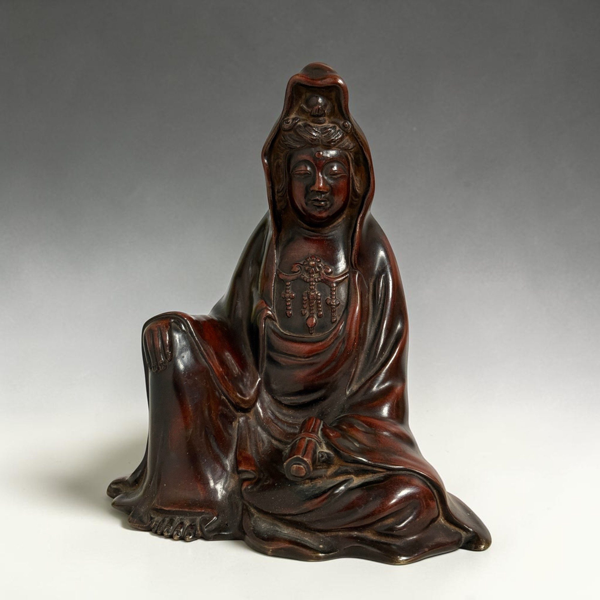 Asien LifeStyle Buddhafigur Alte Japan Kannon Bronze Figur – Signiert Seiko – 19. Jhdt. – 2,9 kg