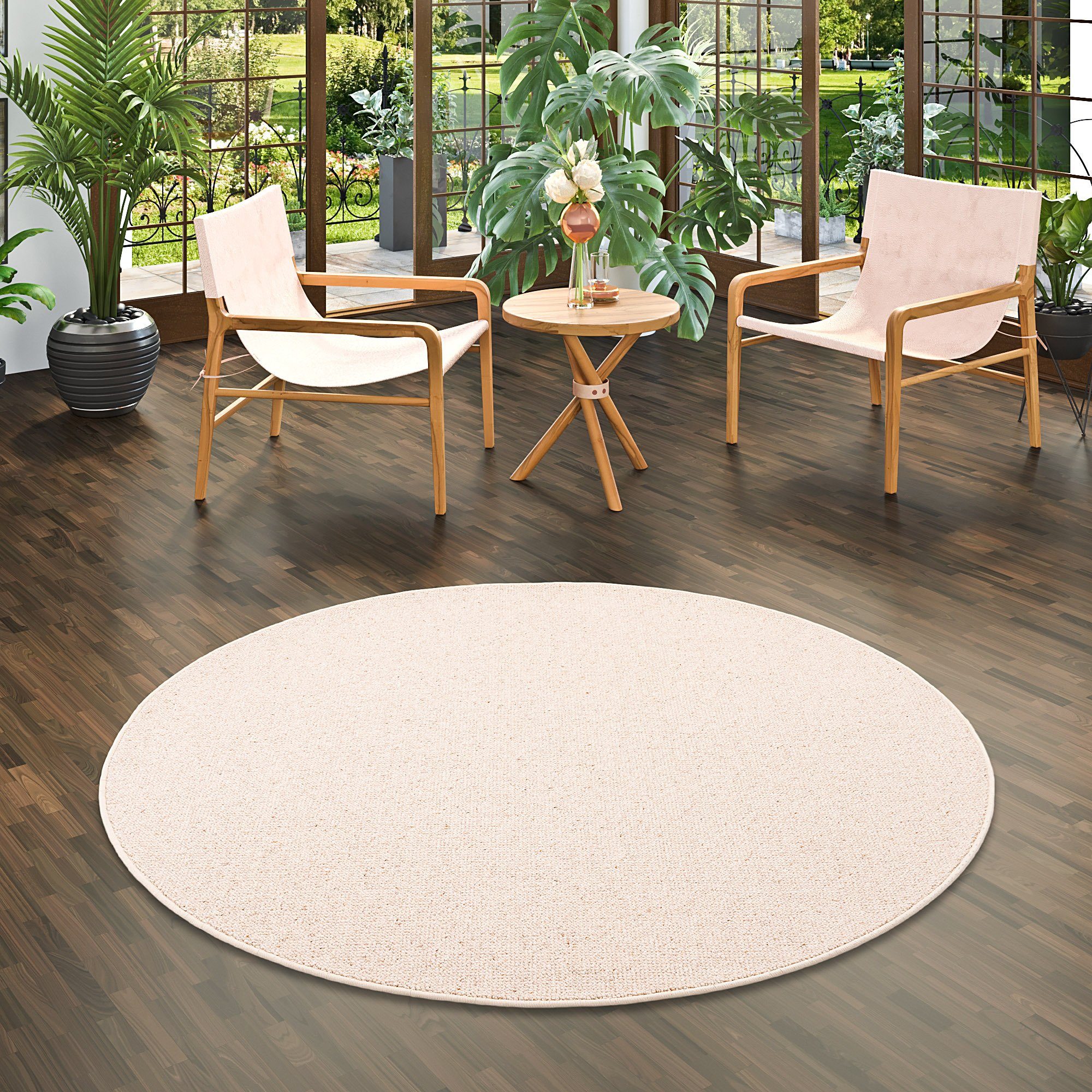 Snapstyle Wollteppich Natur Teppich Wolle Berber Rund, Rund, Höhe: 10 mm