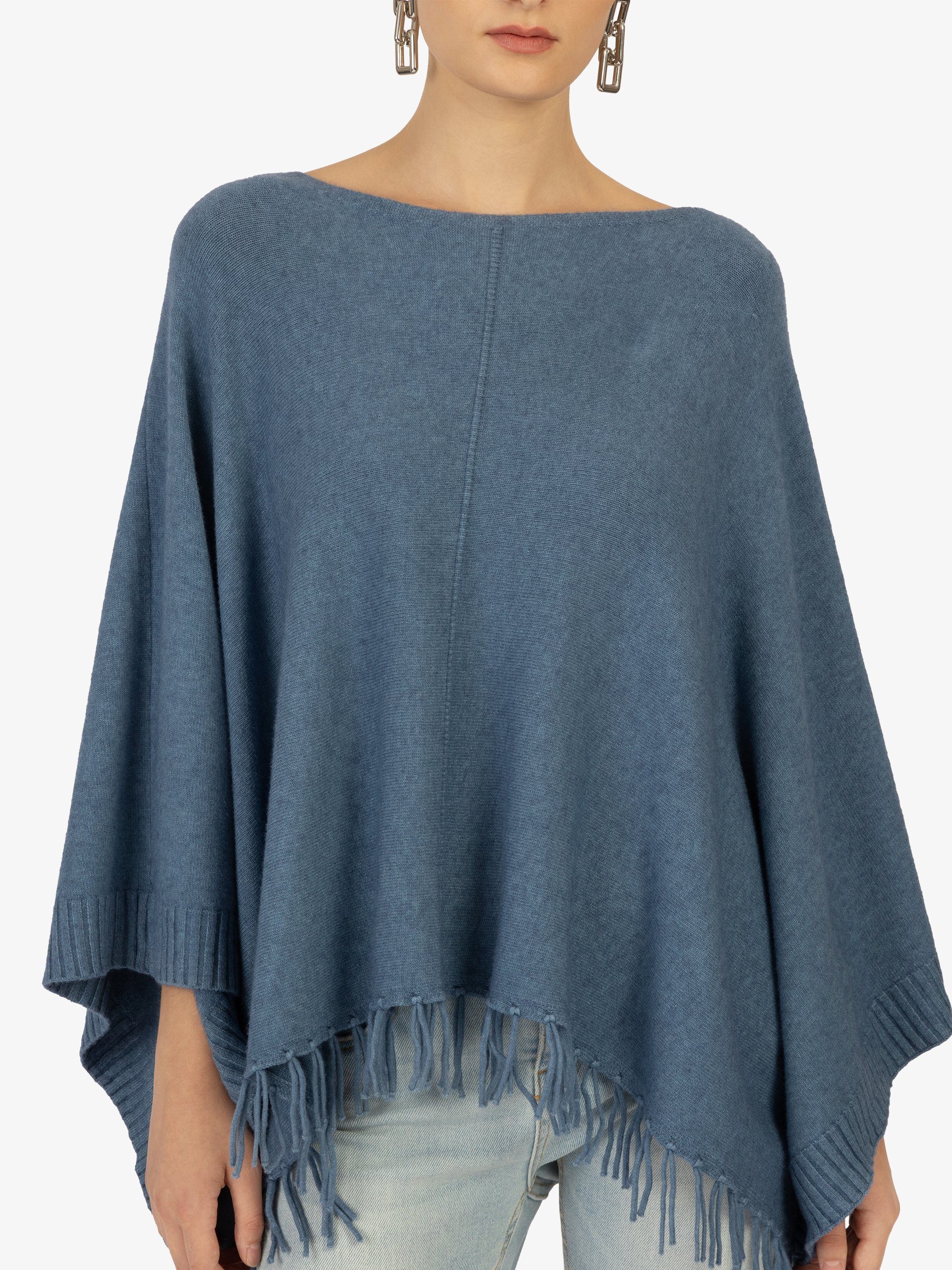 Kraimod Allover-Design mit jeans blue und Eye catching Poncho