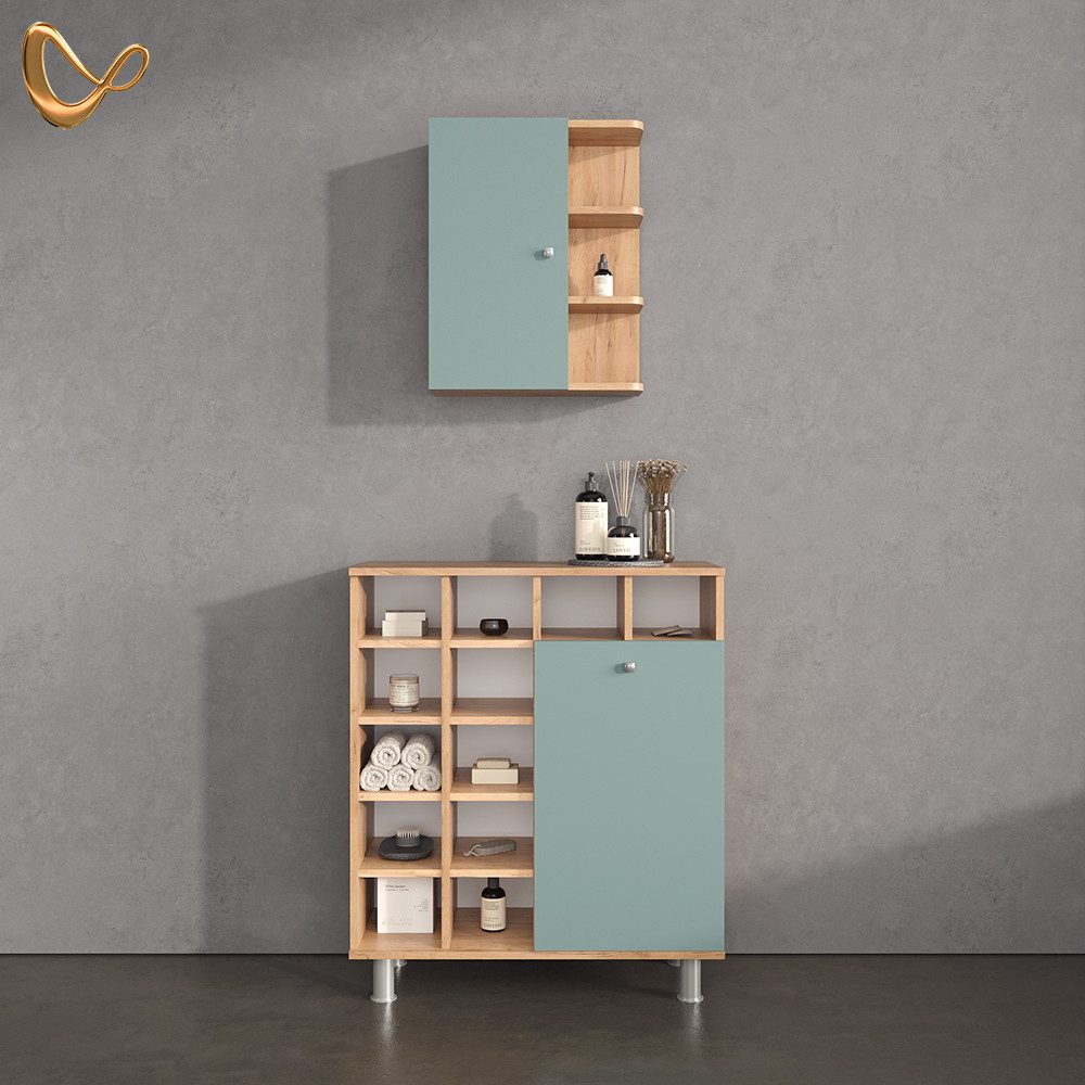 Livinity® Hängeschrank Fucino, Grün/Braun, 47.2 x günstig online kaufen