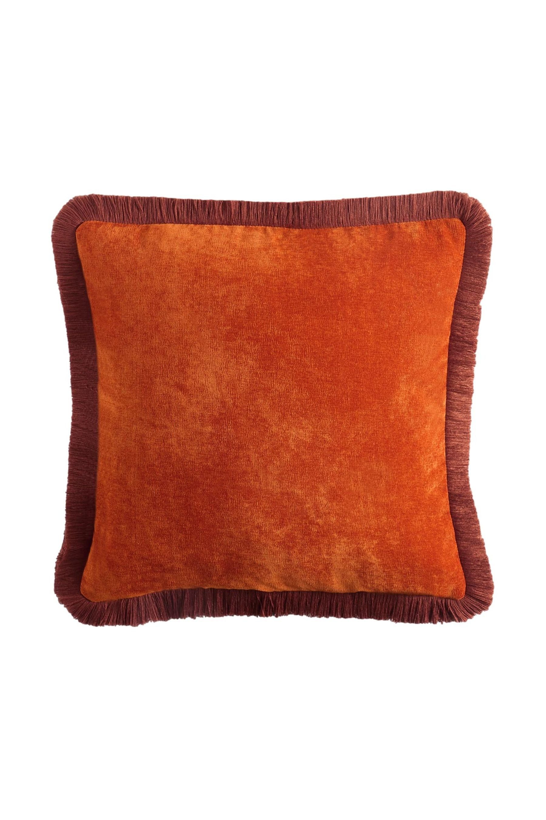 Next Dekokissen Weiches Velourskissen mit Fransen – 45 x 45 cm