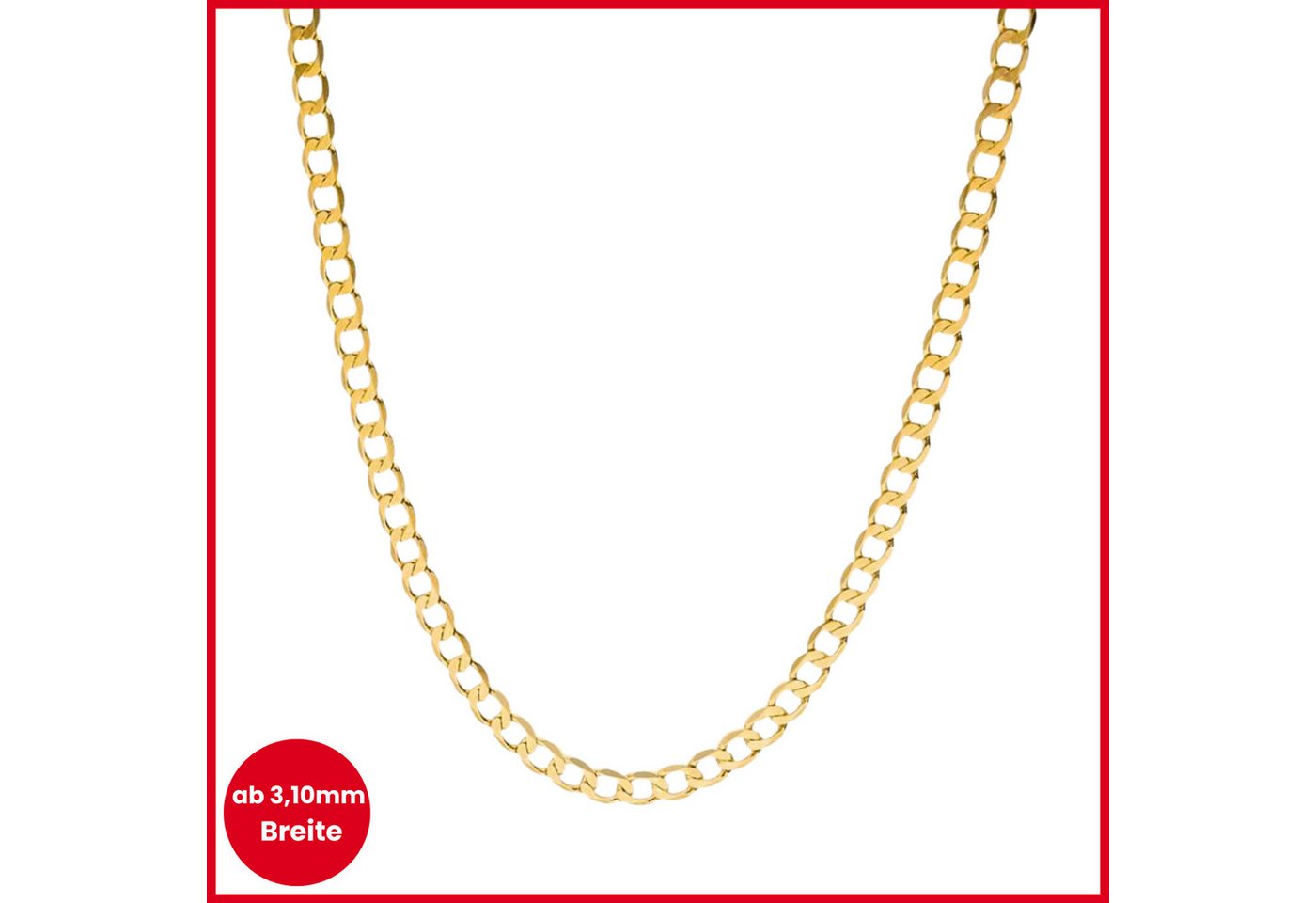 GOLDKLEIN Goldkette 14 Karat 585 Echtgold Kette Gold Stil Panzer 3,10mm-4,66mm Halskette, Bestpreis - Damen Herren mit Schmuckbox - Sale 30.09.2026