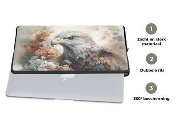 MuchoWow Laptop-Hülle Adler - Adler - Vogel - Blumen - Natur 13.3 Zoll, Laptopsleeve, weiches Innenfutter zum Schutz Kratzern, Laptoptasche