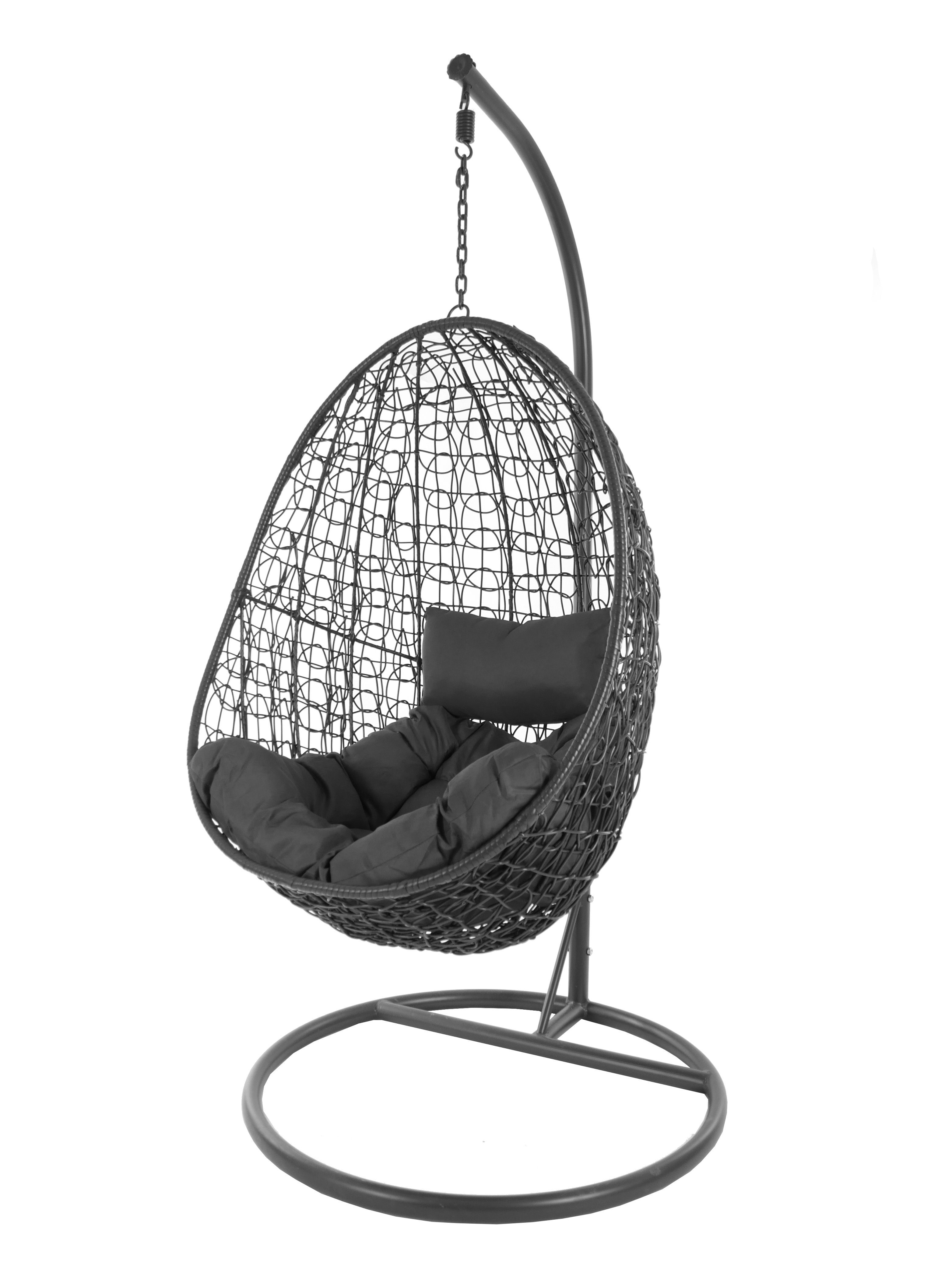 KIDEO Hängesessel Hängesessel Capdepera anthrazit, moderner Swing Chair, Schwebesessel mit Gestell und Kissen, Loungemöbel dunkelgrau (8999 shadow)