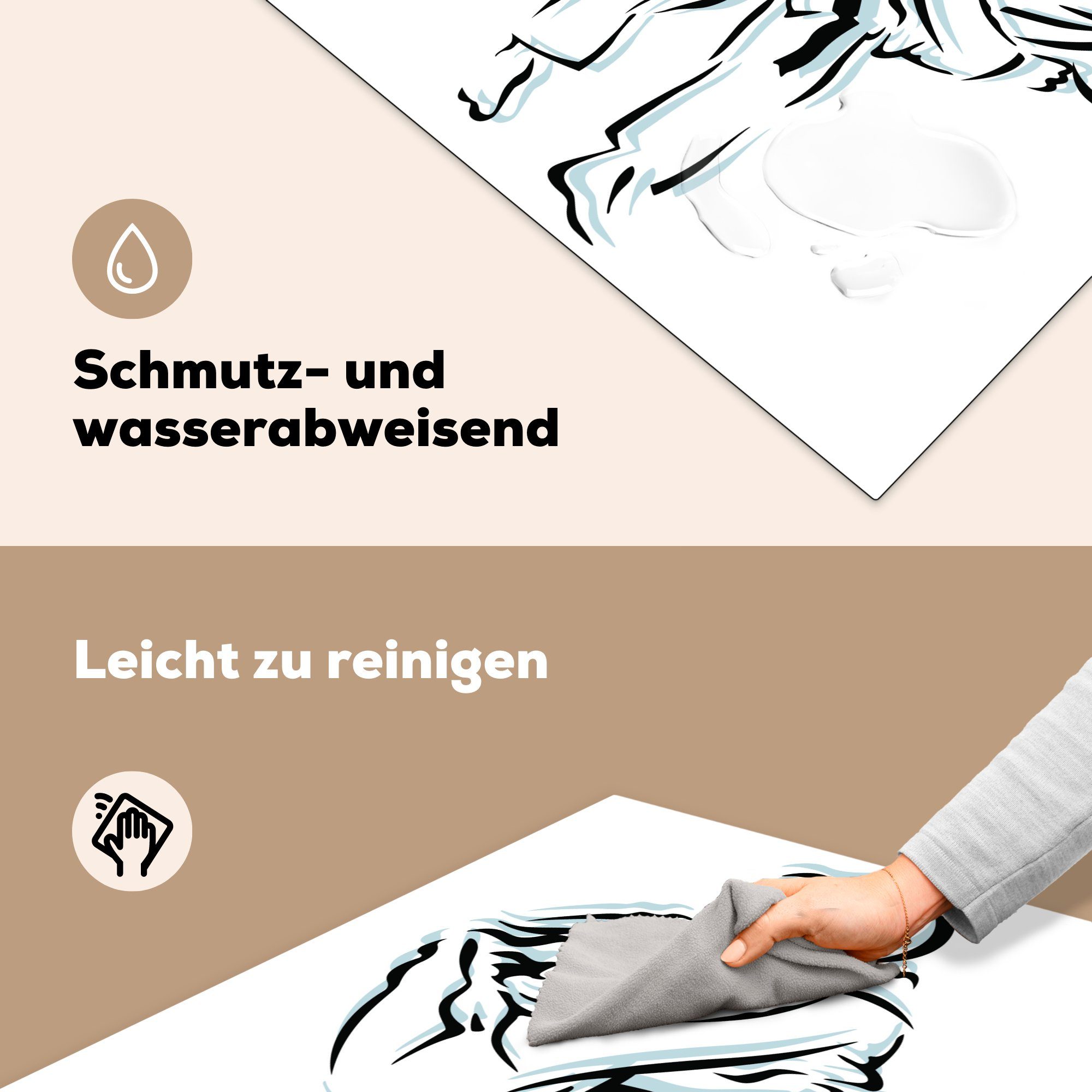 MuchoWow Judo, küche (1 Ceranfeldabdeckung, im Eine für drei verschiedenen tlg), Vinyl, Illustration cm, Situationen Herdblende-/Abdeckplatte Arbeitsplatte 78x78 von