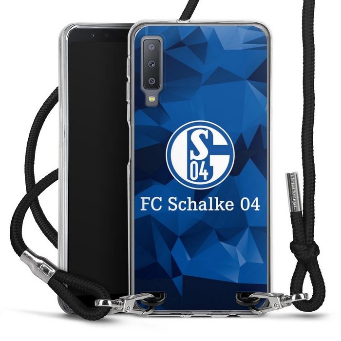 DeinDesign Handyhülle FC Schalke 04 Muster Offizielles Lizenzprodukt Schalke 04 Camo Samsung Galaxy A7 Duos (2018) Handykette Hülle mit Band