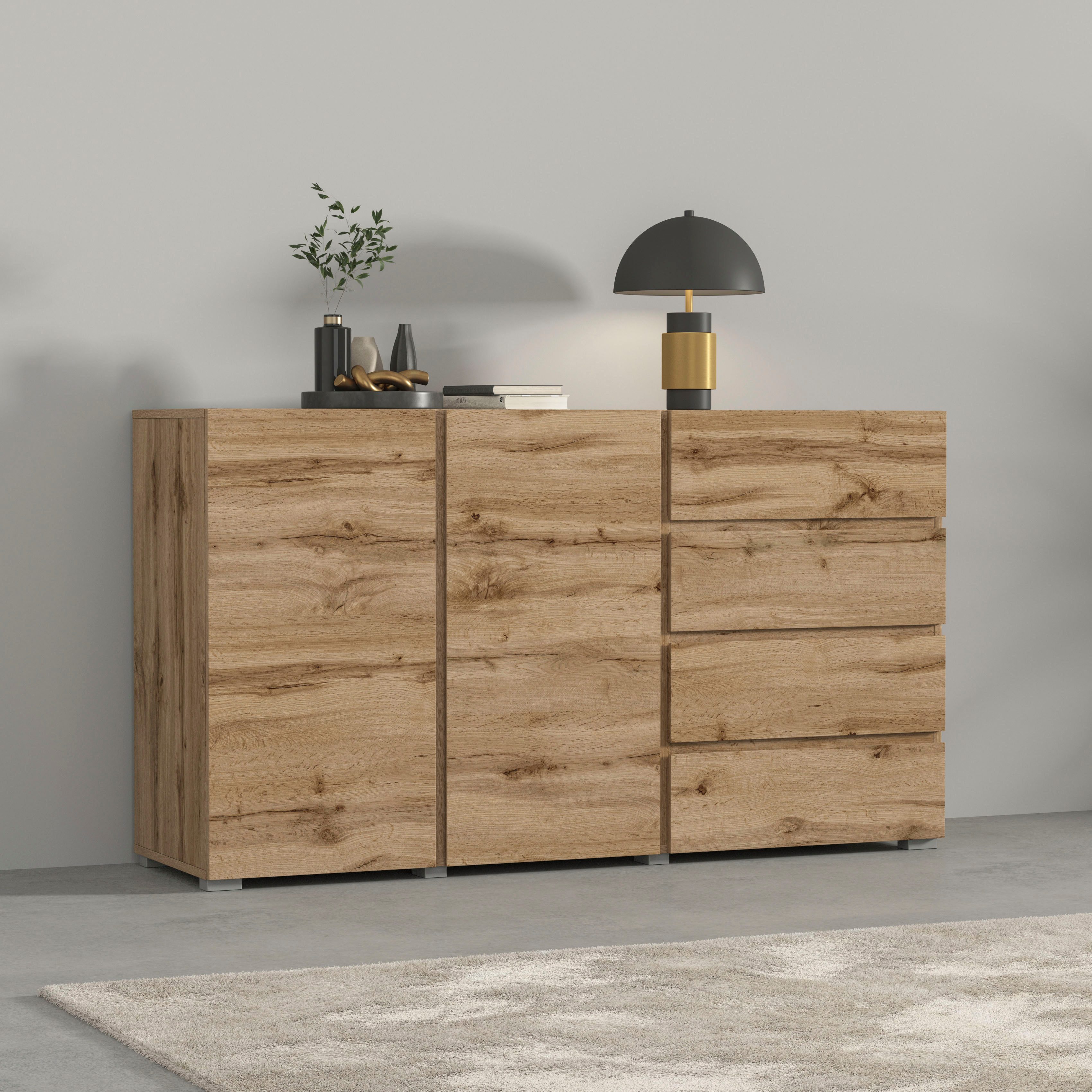 INOSIGN Sideboard Metric,Breite 138 cm, grifflose Kommode 2 Türen/4 Schubkä günstig online kaufen