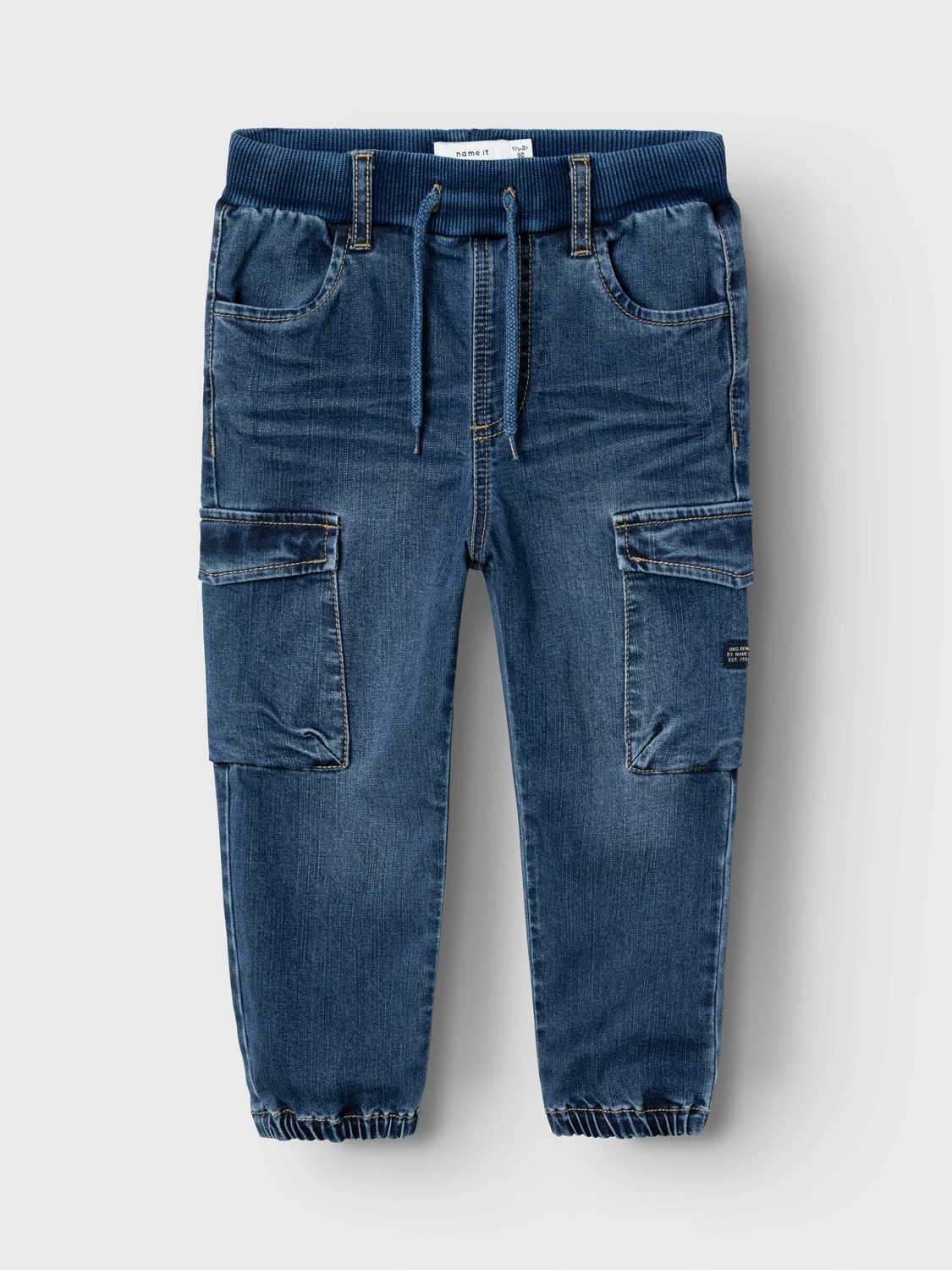 Name It Regular-fit-Jeans Baggy Cargo Jeans Stretch Denim Pants für Unisex Baumwolle Oversized fit unifarben elastisch Gummizug – Bild 3 von 5