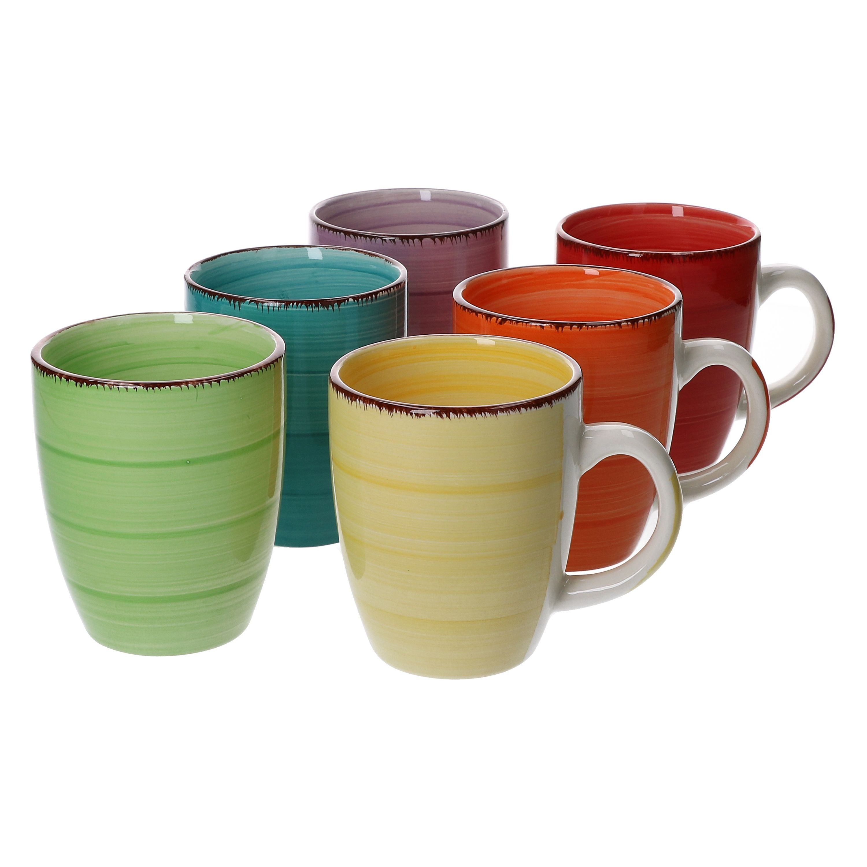 MamboCat Becher 6er Set Kaffeebecher Uni Bunt, Steingut