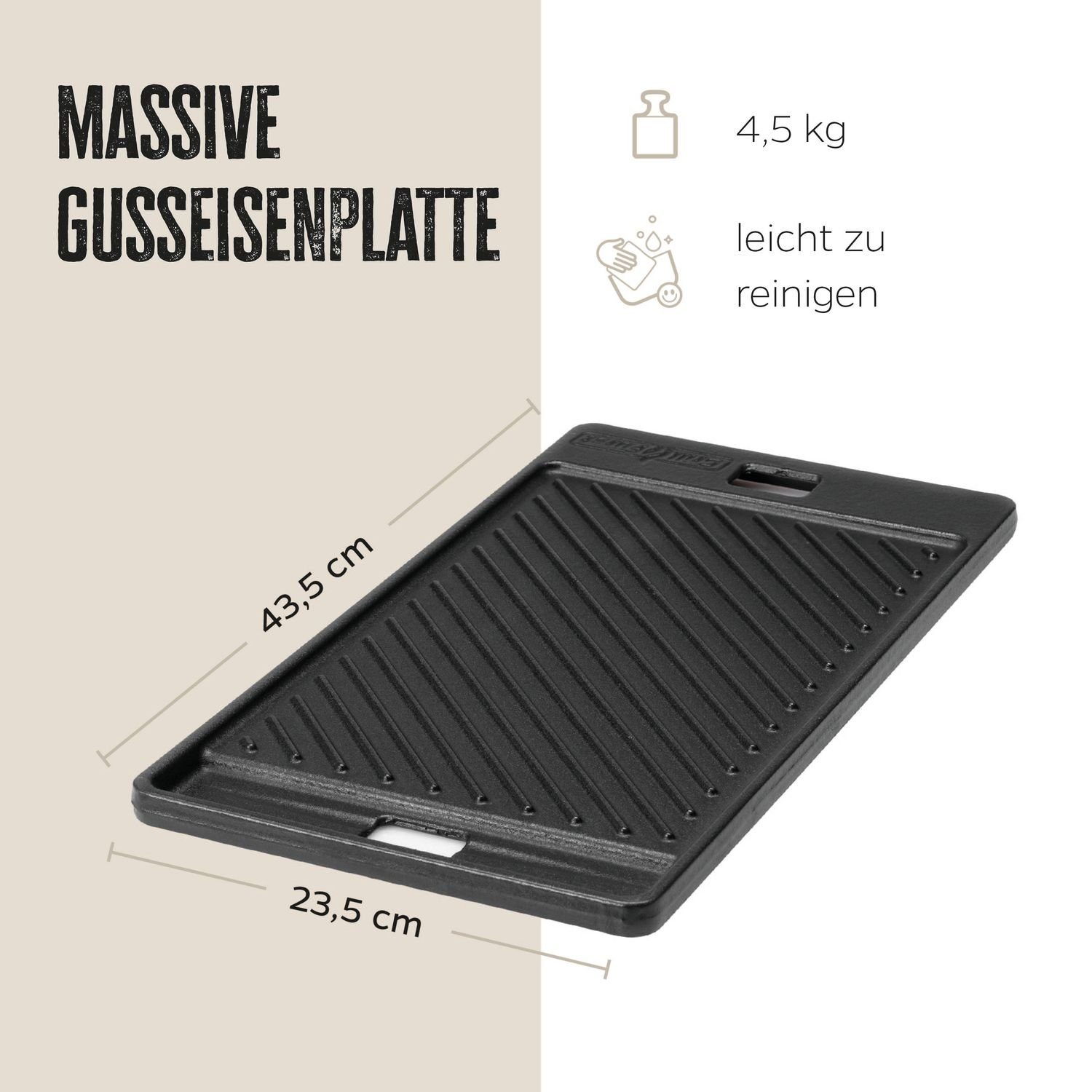 Grillfürst Grillplatte Grillfürst Grillplatte Gusseisen für Triton 2 43,5 x 23,5 cm