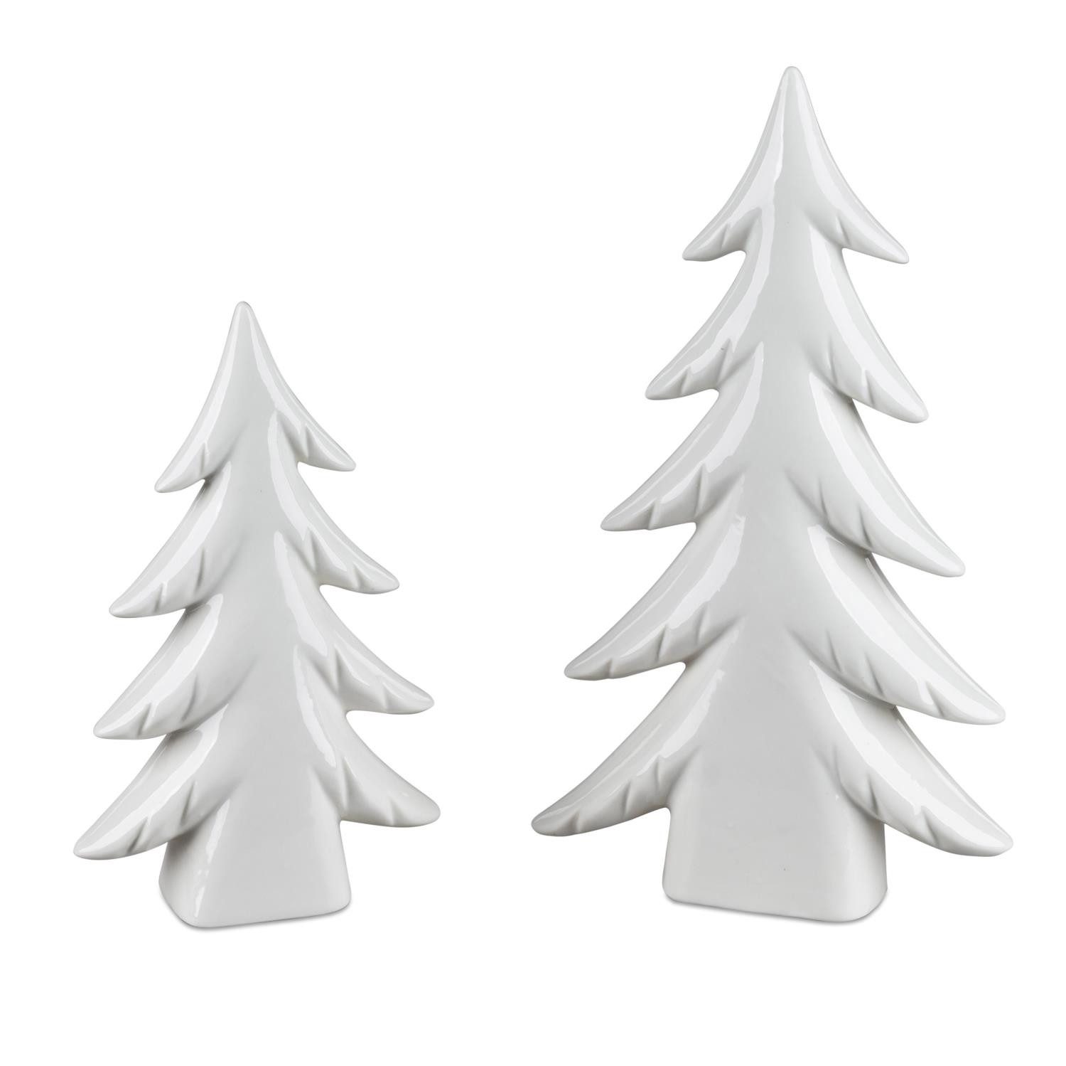 formano Skulptur Basic, Lieferumfang 2 Dekoobjekte Tannenbaum BASIC H. 18 + 25cm weiß aus Porzellan