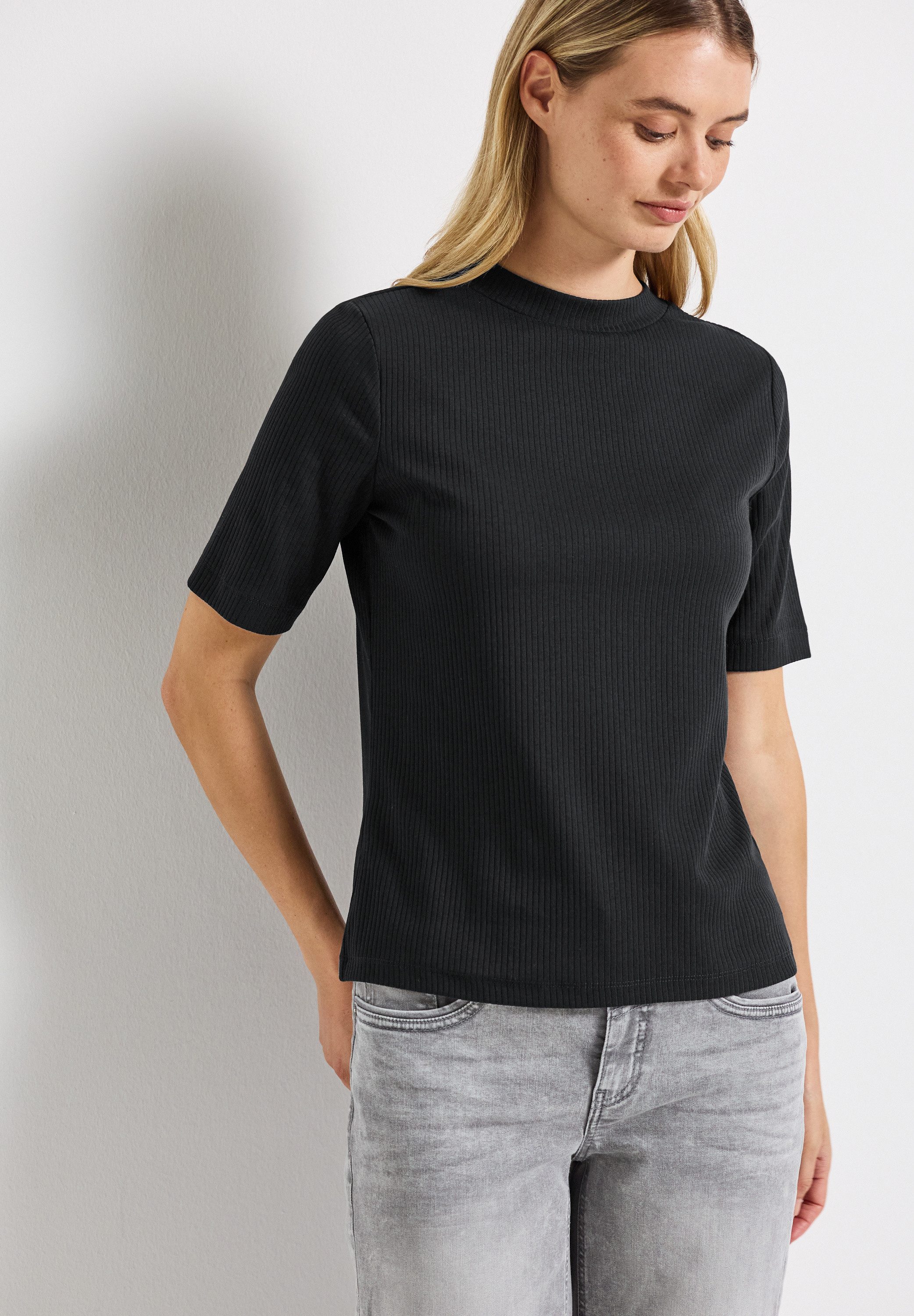 STREET ONE T-Shirt mit Rippstruktur, Sommershirt günstig online kaufen