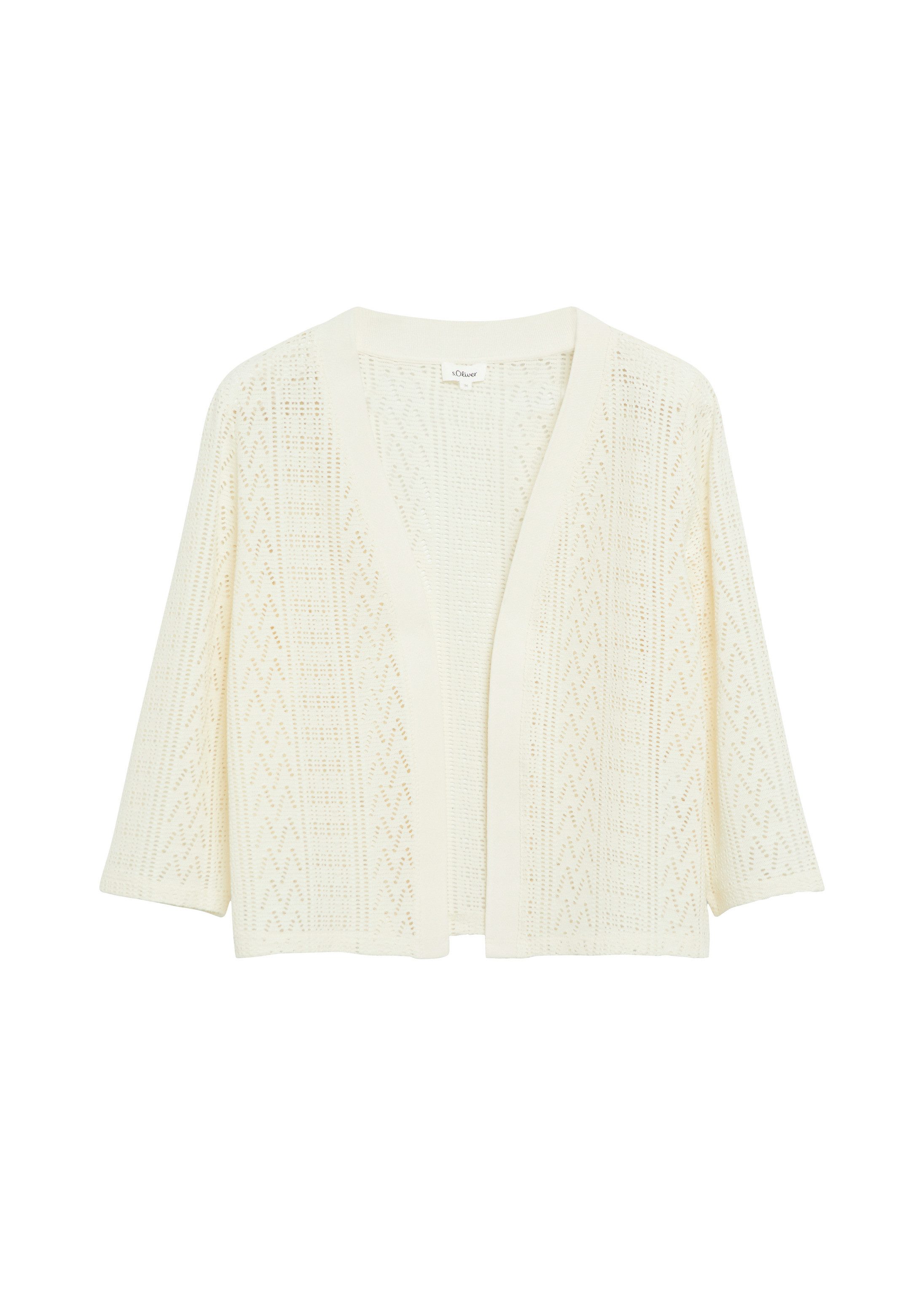 s.Oliver Cardigan Indoor-Jacke Offene Strickjacke aus Ajourjersey