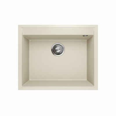 QLS Küchenspüle Frame 0.0, Granit-Spülbecken, 55 x 45 cm Waschbecken Einbauspüle mit tiefen Kammer