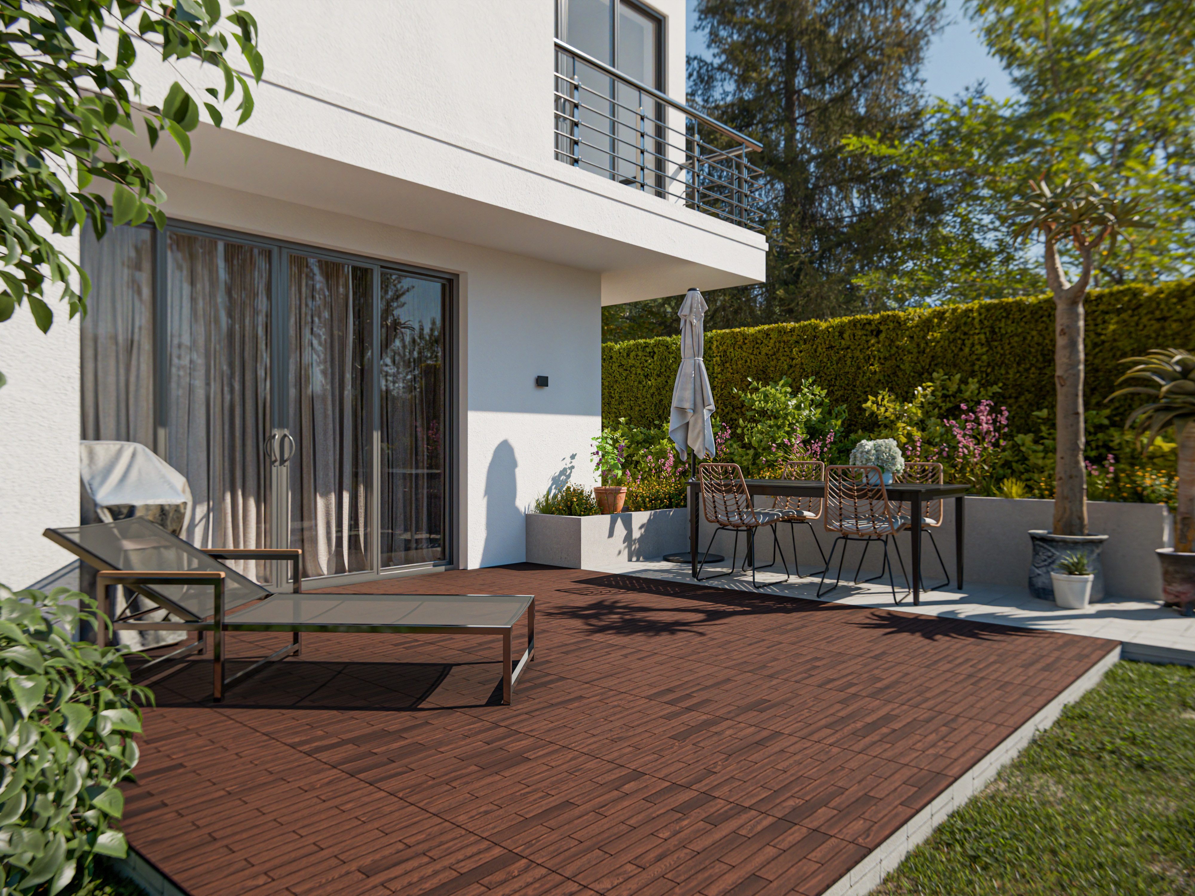 Woodtex Terrassenplatte WOODTEX Holz Terrassenfliese Braun Outdoor, Holz 60x30, Braun