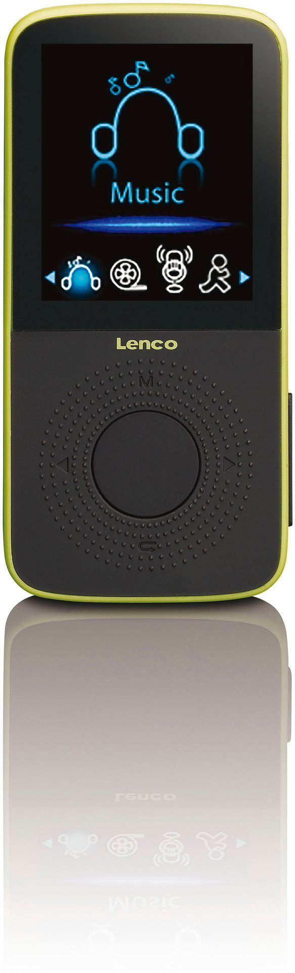 MP3-Player Schwarz/Grün PODO-153 integriertem MP3 mit Player (4 GB) Schrittzähler Lenco