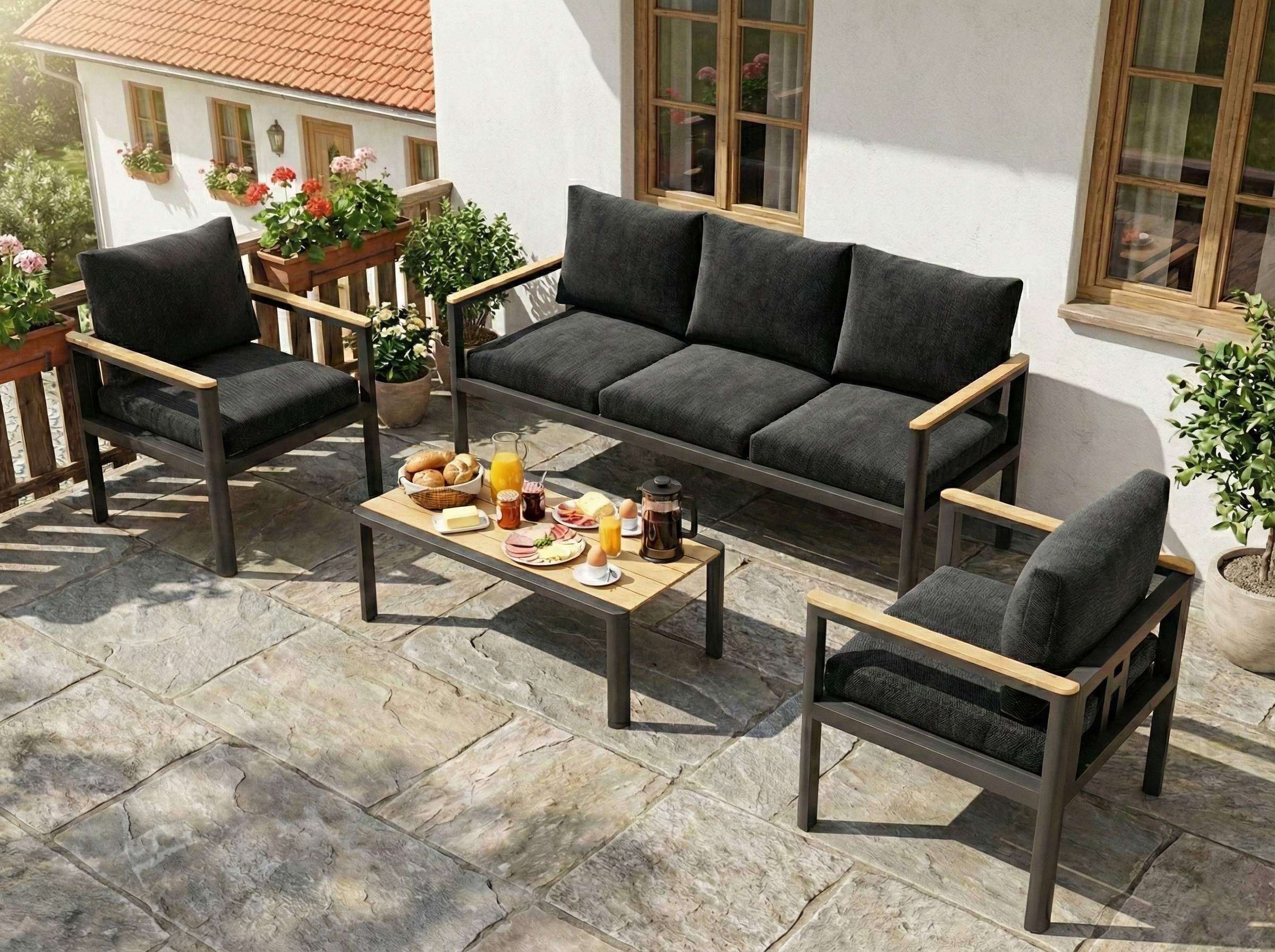 MeXo Gartenlounge-Set Balkonmöbel Set für 4-5 Personen, (Gartenmöbel Set au günstig online kaufen