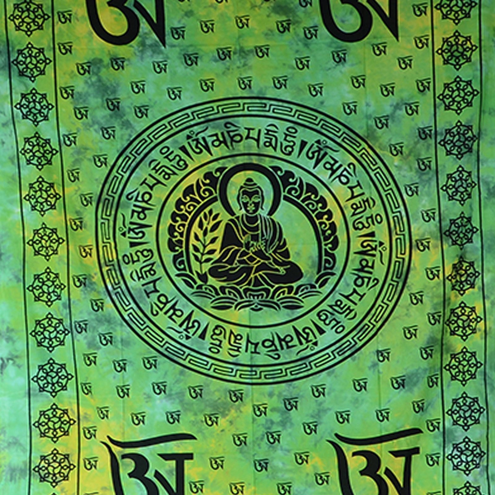 KUNST UND MAGIE Wandteppich Bunte Tagesdecke Wandbehang Tuch Buddha Mandala ca. 200 x 135 cm