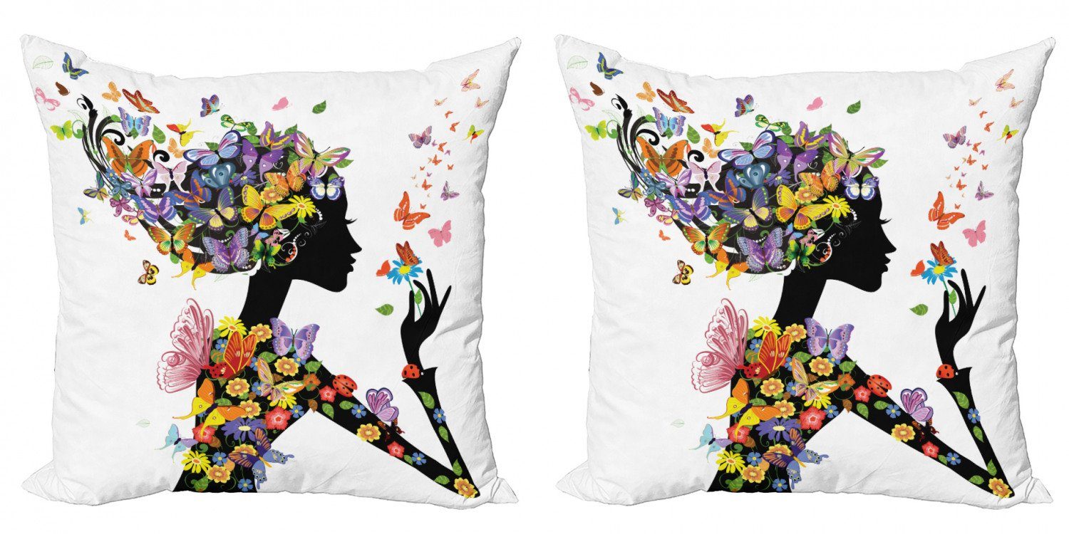 Kissenbezüge Modern Accent Doppelseitiger Schmetterling Stück), (2 Digitaldruck, Abakuhaus Blumen mit Bunt