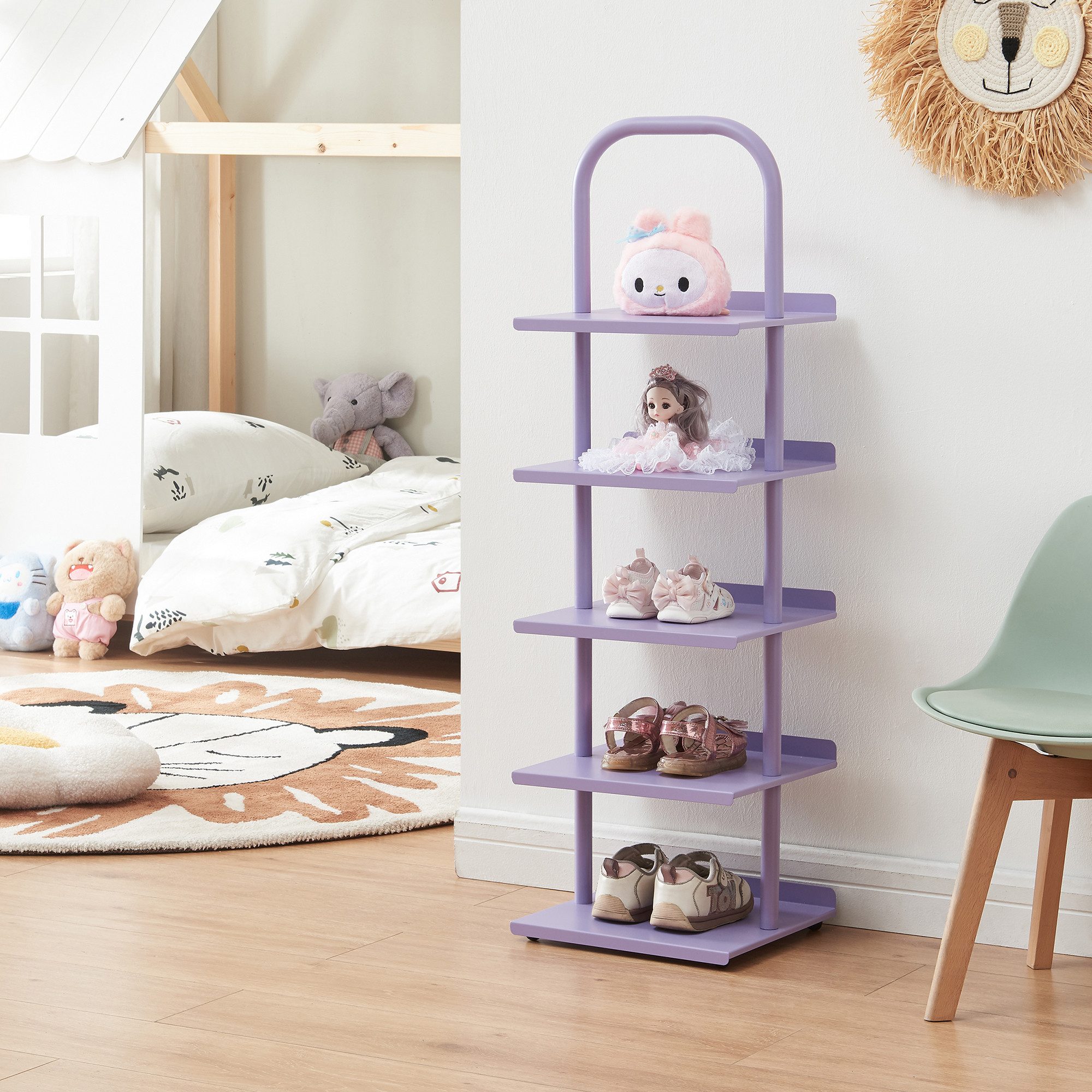 en.casa Schuhregal, für Kinder »Poytya« mit 5 Ebenen Stahl 96 x 30 x 27 cm günstig online kaufen