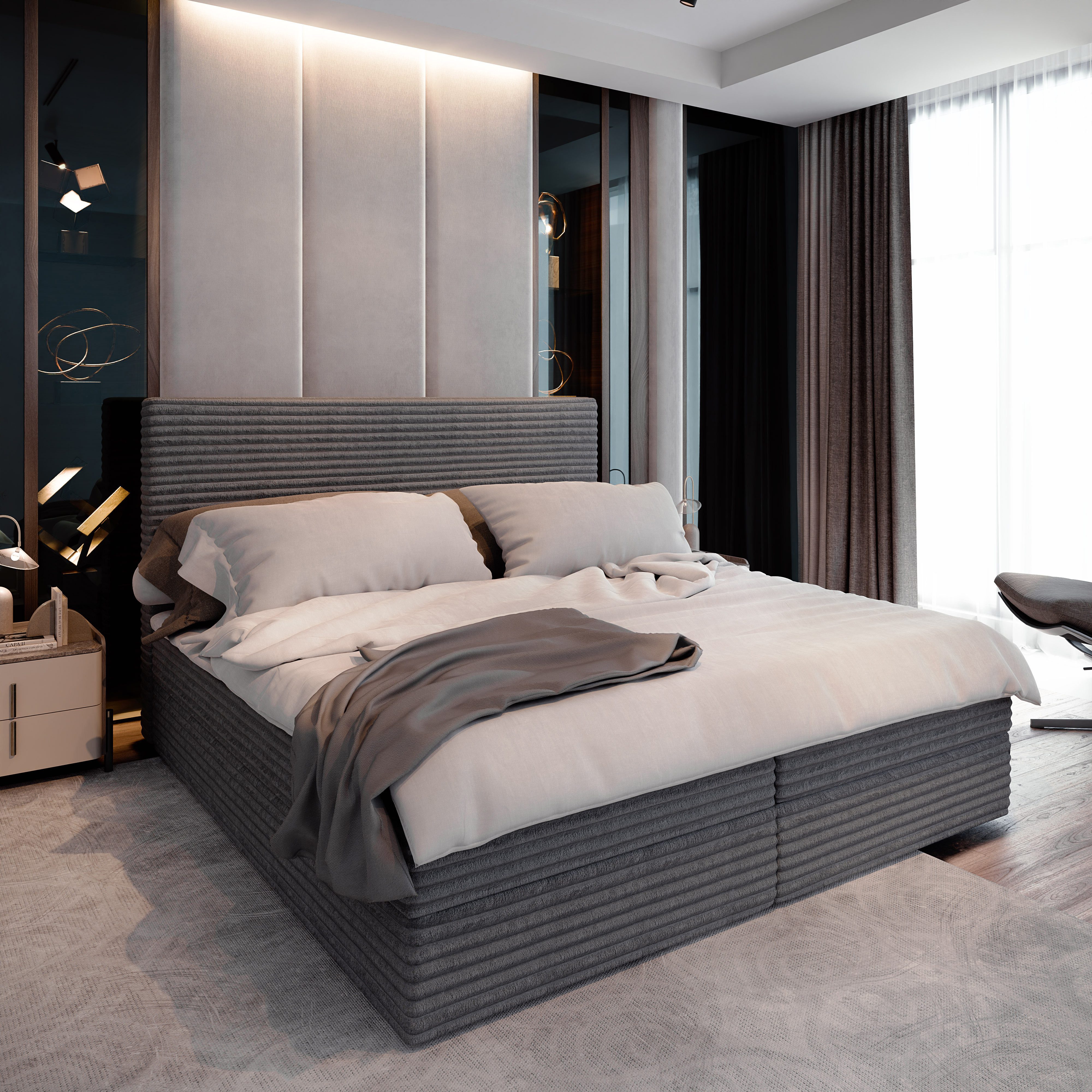Masseno Boxbett PISA 140x200 cm mit Bonell Matratze und Topper