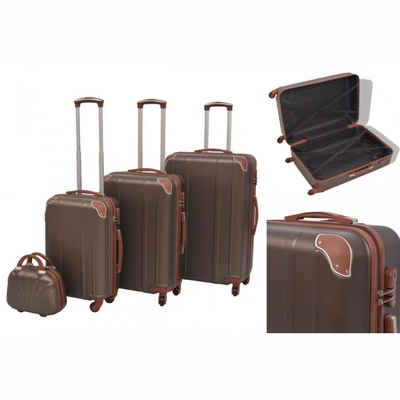 vidaXL Trolley Koffer Set Vierteiliges Hartschalen-Trolley-Set Kaffeebraun