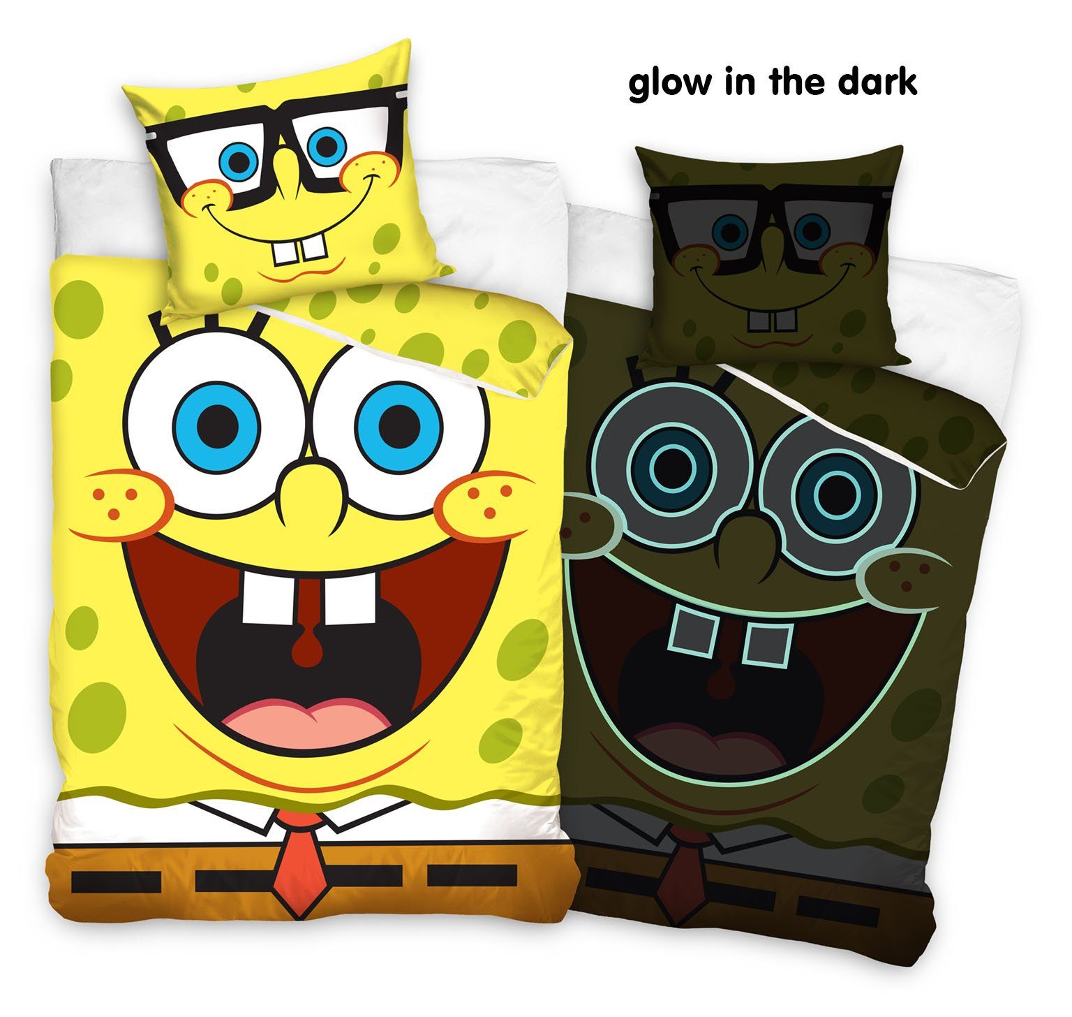 Bettwäsche Sponge Bob Kinderbettwäsche Glow in The Dark - Leuchteffekt 135  x 200 cm, Sponge Bob