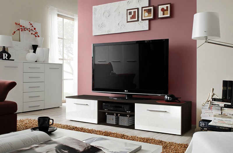 ASM-Moebel TV-Schrank TV Tisch Lowboard TV Board Unterschrank BONO II mit Hochglanzfronten Mit Hochglanzfronten