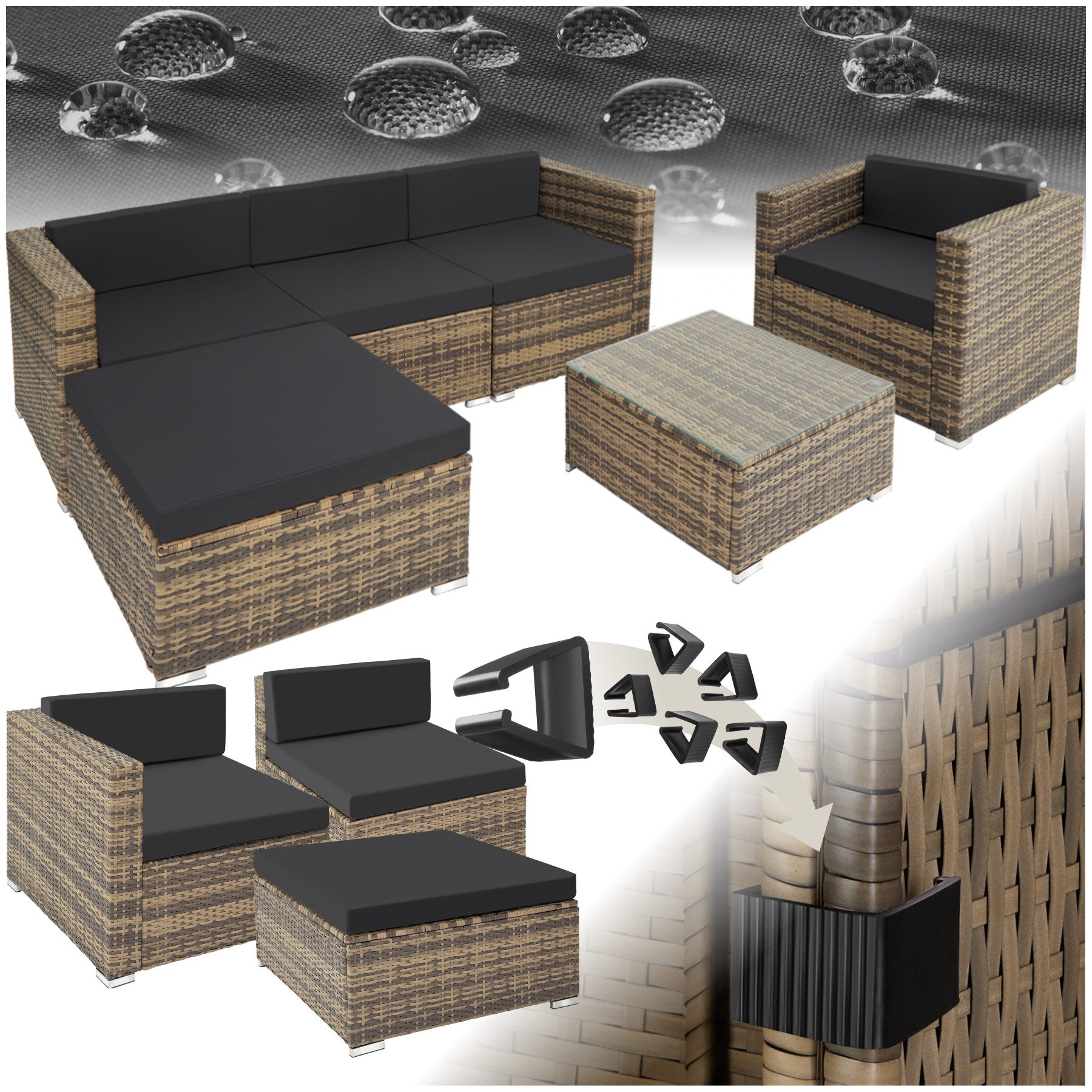 tectake Loungeset Rattan Lounge, (Set., 6-tlg), günstig online kaufen