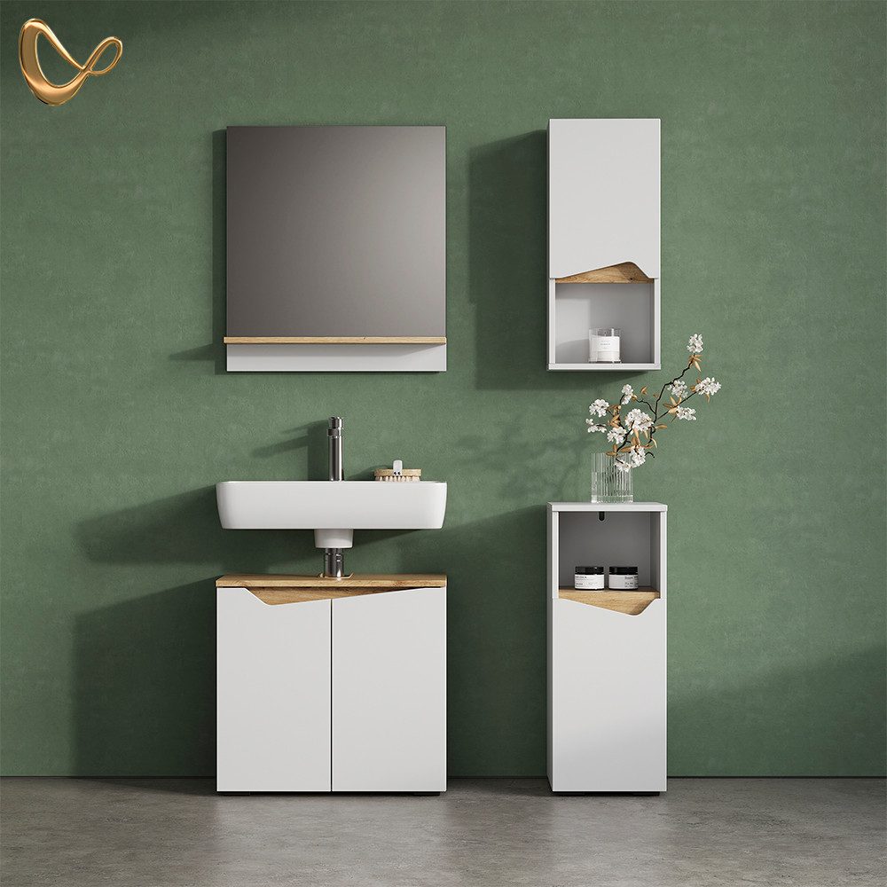 Livinity® Badmöbel-Set Timavo, Weiß/Artisan-Eiche, 4 Teile günstig online kaufen