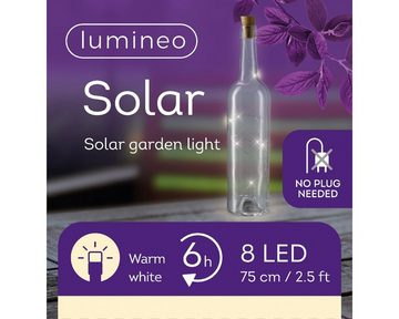 Lumineo LED-Lichterkette, LED Solar Flaschenlicht Lichterkette mit Korken Outdoor 75cm Warmweiß