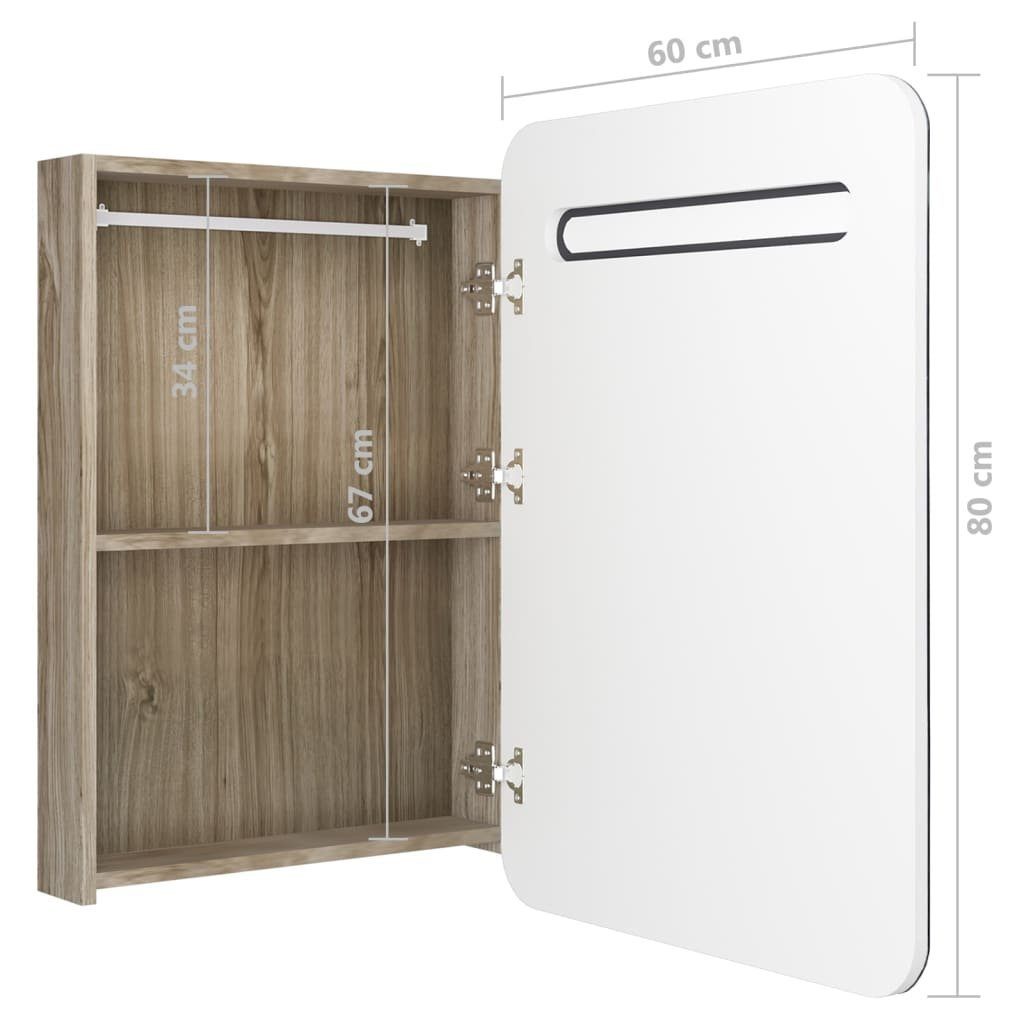 60x11x80 (1-St) Badezimmerspiegelschrank und Weiß und cm LED-Bad-Spiegelschrank Weiß Eichen-Optik Eichefarben vidaXL