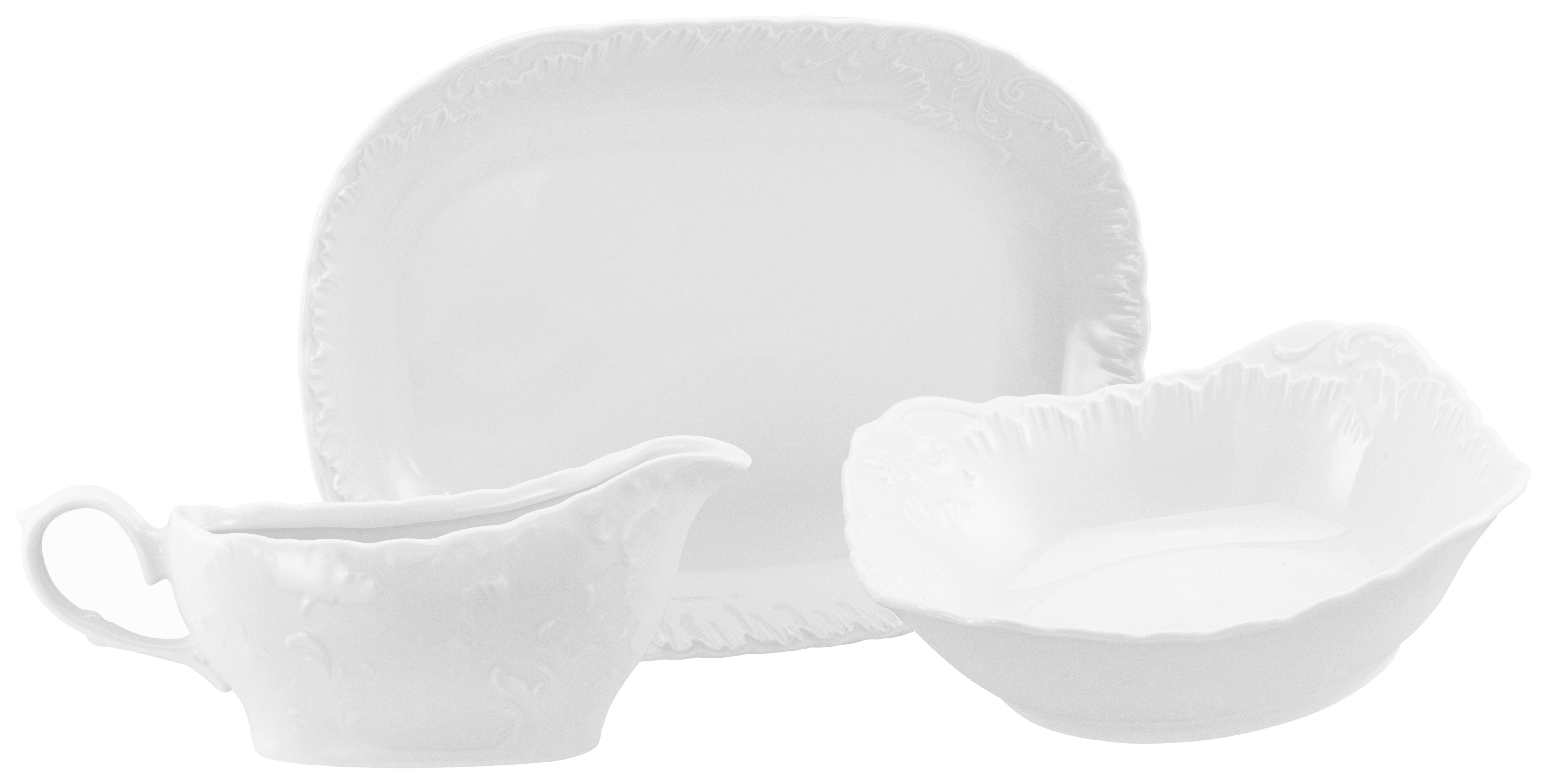 CreaTable Servier-Set Rokoko, Servierset 3-tlg., Porzellan, (Set, 3-tlg), Edles Servierset, Formschön elegant
