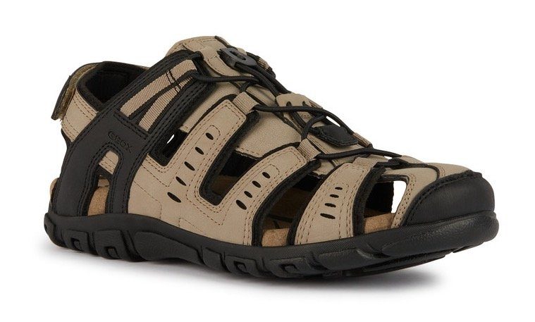 Geox UOMO SANDAL STRADA C Sandale, Sommerschuh, Klettschuh, Outdoorsandale, mit Lederfußbett