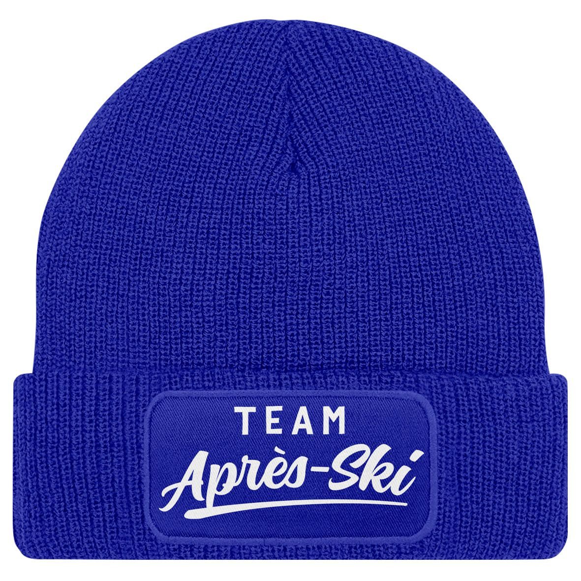 MoonWorks Strickmütze Damen Beanie Patch Skifahren Strickmütze mit Spruch Team Après Ski