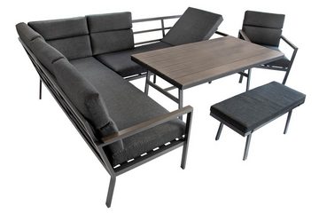 Green Spirit Gartenlounge-Set Aluminium Garten Ecklounge Siena, (Set, 5-tlg), Ecklounge mit Liegefunktion