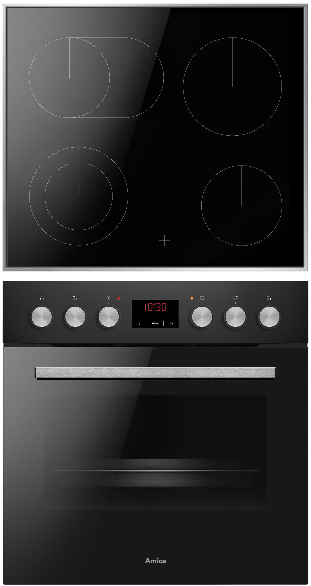 Amica Elektro-Herd-Set ACHE 9336 SM, mit Teleskopauszug nachrüstbar, Steam Clean, Komfortables Kochen und Backen mit klarer und einfacher Handhabung