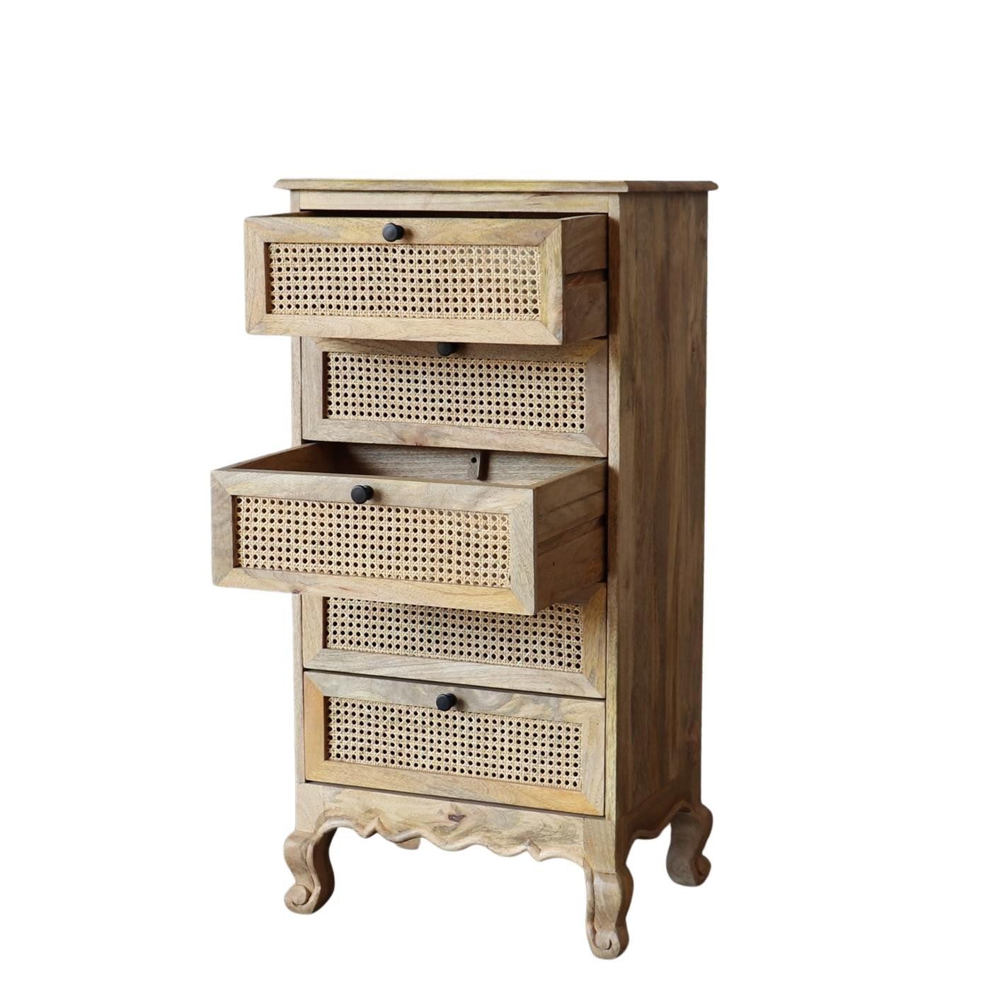 baario Schubkastenkommode Schubladenkommode WIENER Geflecht, Massivholz Antik Design Schnitzerei