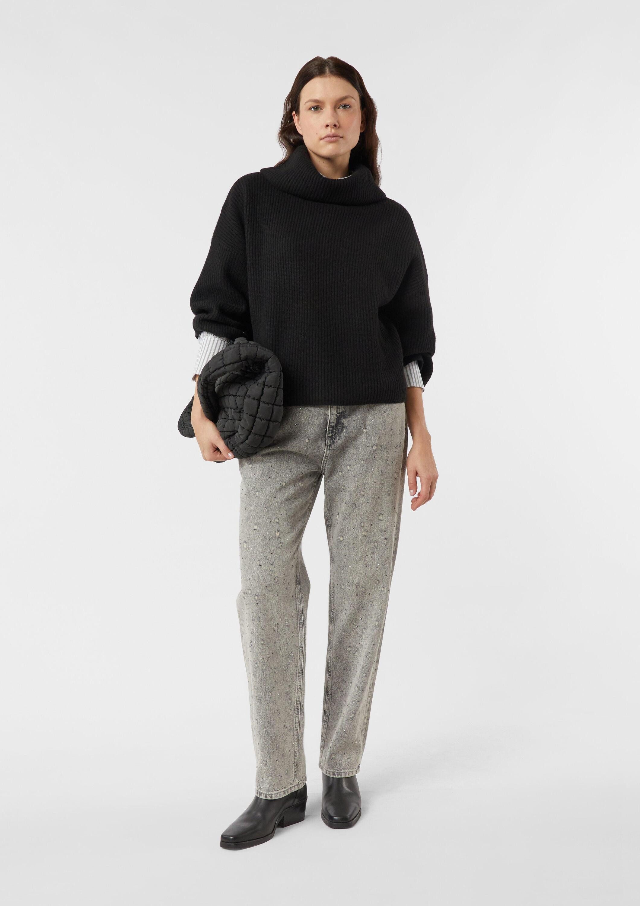 comma Regular-fit-Jeans Jeans-Hose Jeans im Destroyed-Look mit Schmucksteinen