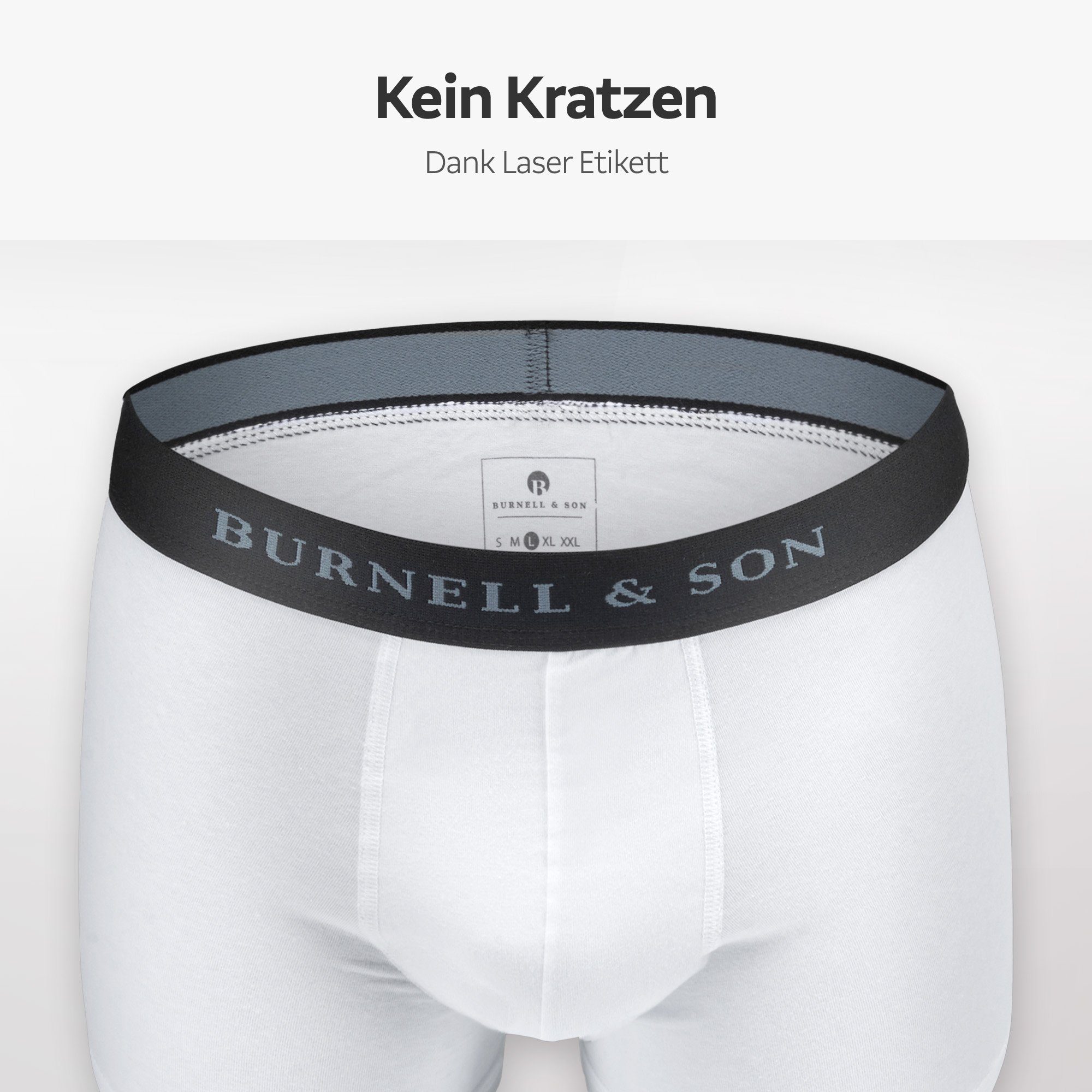 Burnell & Son Boxershorts Unterhosen aus Baumwolle für Herren Männer (Packung, Set, Spar-Pack, Spar-Packung, Spar-Set, 5-St., 5er-Pack) mit Komfortbund