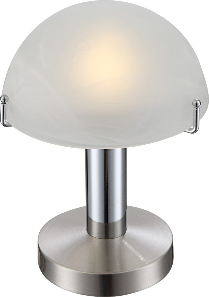 etc-shop LED Matt inklusive, Tisch Lampe Nickel Leuchte Schalter Leuchtmittel Schlaf Chrom Glas Warmweiß, Touch Tischleuchte, LED
