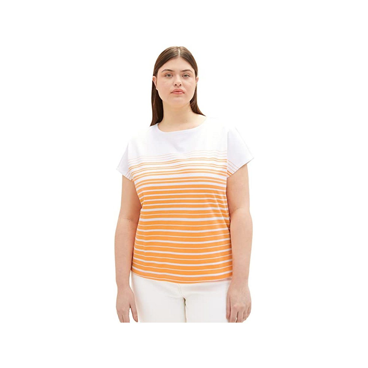 TOM TAILOR Longpullover uni (1-tlg) orange gradient stripe