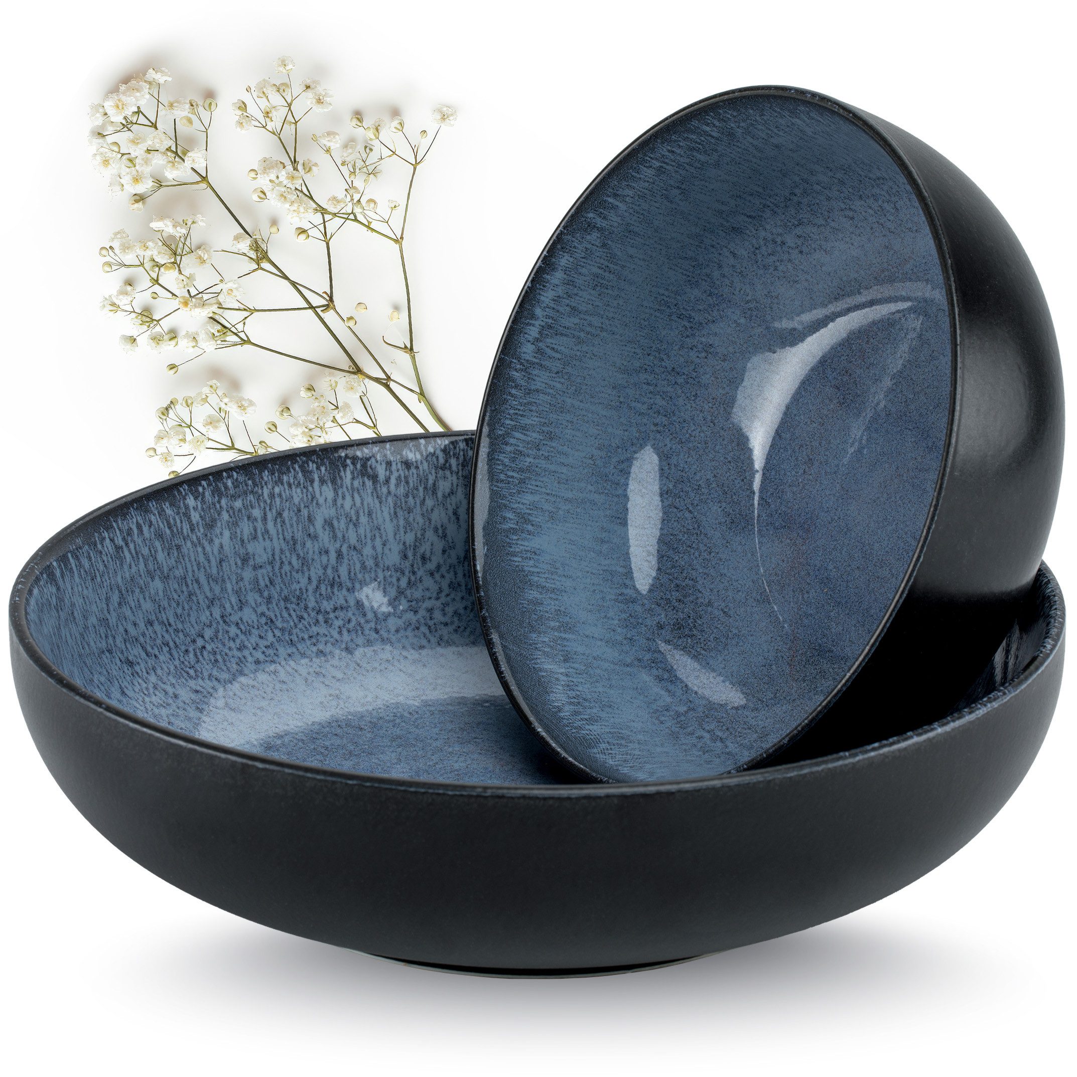 Moritz & Moritz Servierschale VIDA Schale 2tlg blau, Porzellan, (Set, 2-tlg), Spülmaschinengeeignet