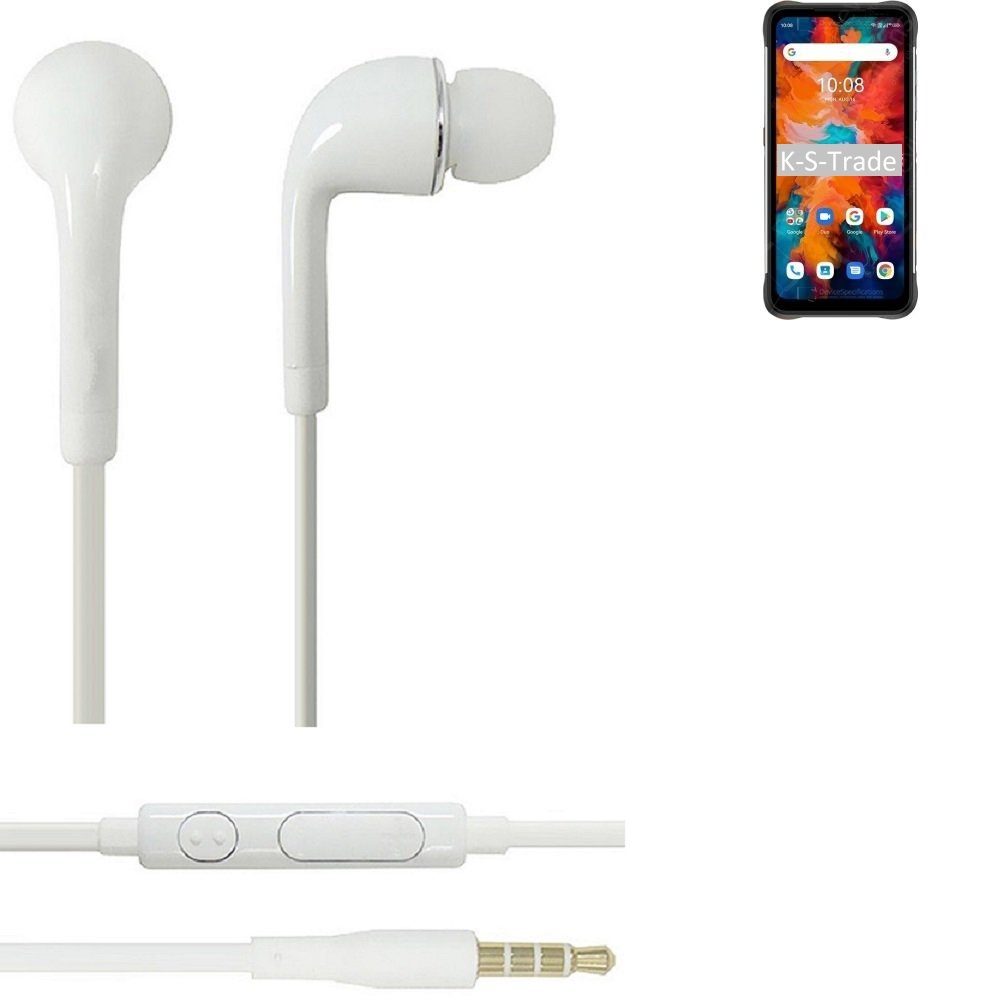 K-S-Trade für UMIDIGI Bison X10 In-Ear-Kopfhörer (Kopfhörer Headset mit Mikrofon u Lautstärkeregler weiß 3,5mm)