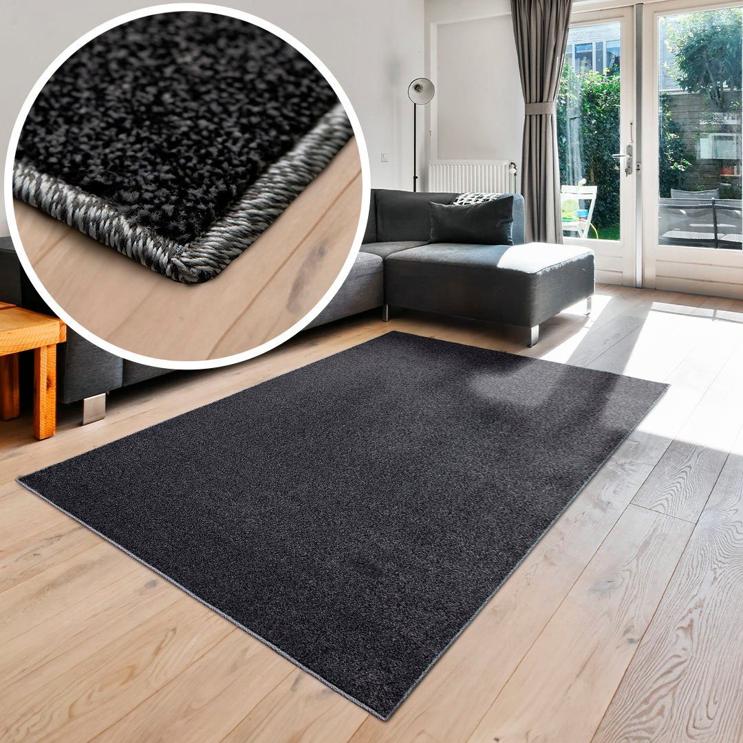 Teppich »Pieter«, my home, rechteckig, Höhe: 9 mm, mit besonders weichem Flor, Kurzflor,Design-Teppich mit Melange-Effekt anthrazit
