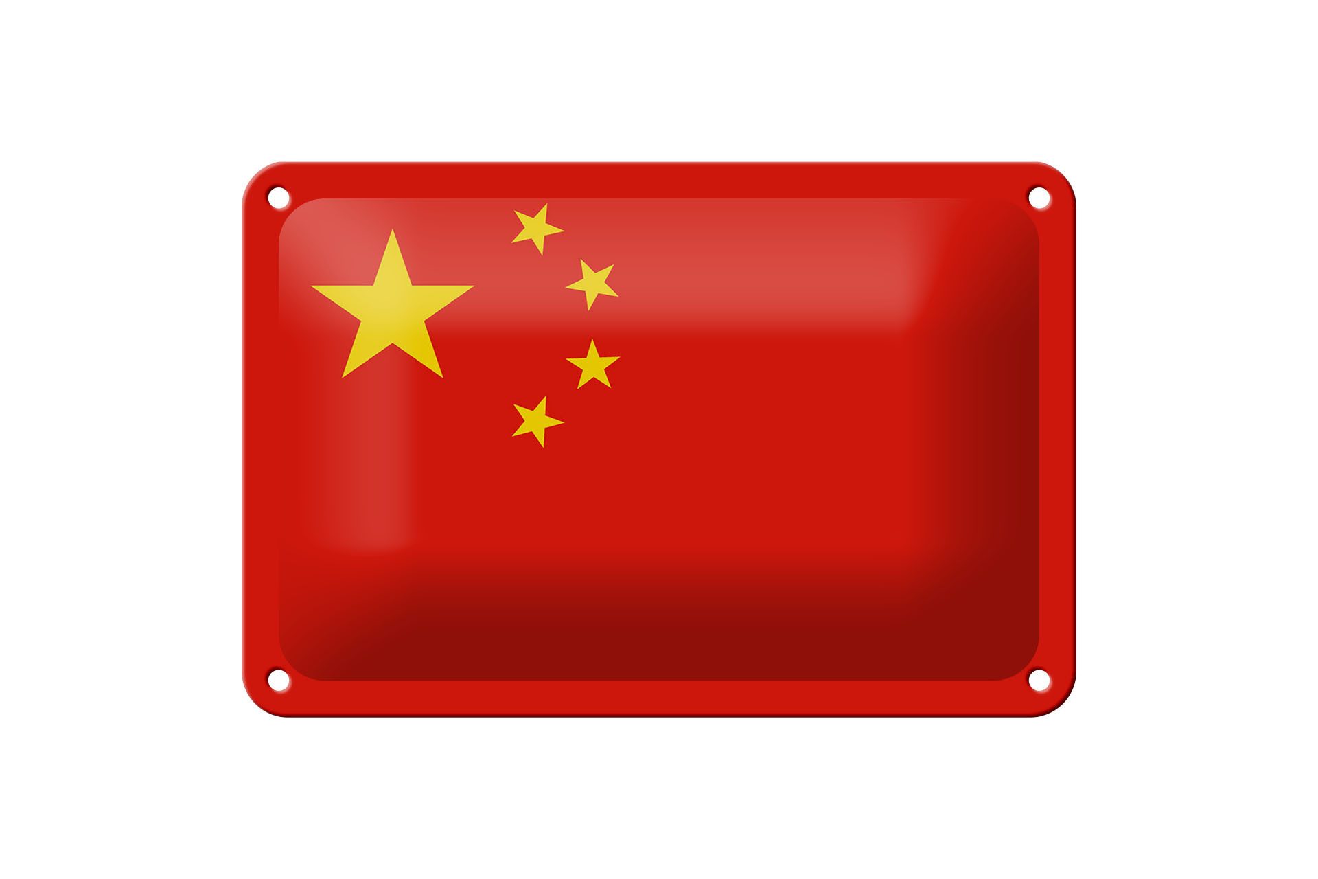 Femer GmbH Metallschild Flagge China 18x12cm Flag of China, (1 St), gewölbte Oberfläche, abgerundete Ecken, umgeschlagene Kanten