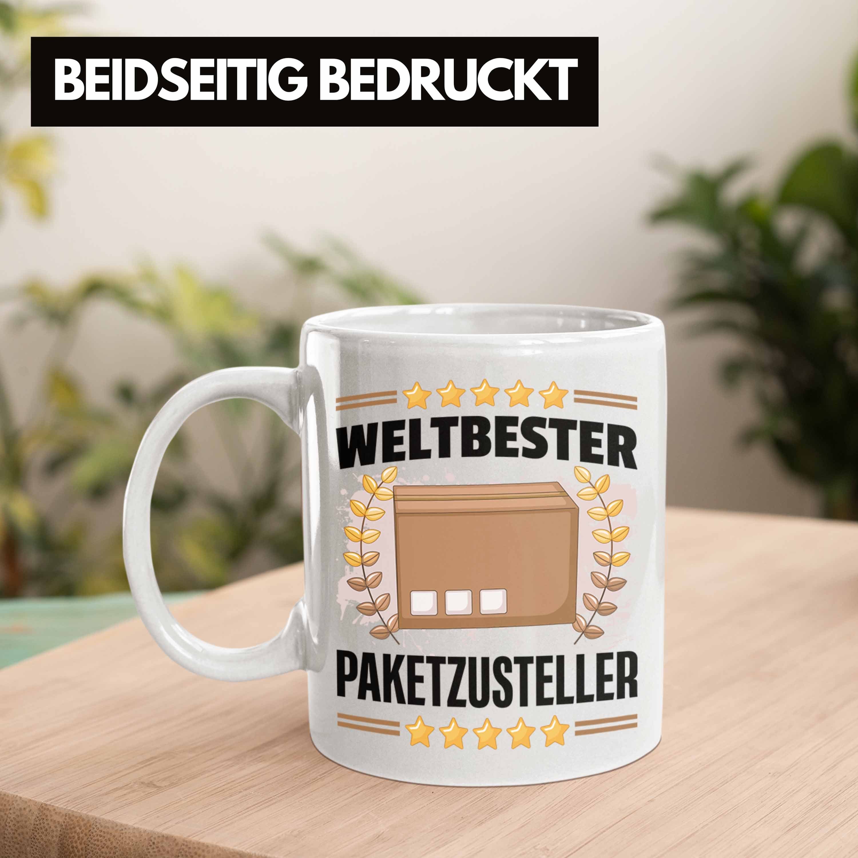 Paketbote Tasse Postbote Weltbester Tasse Trendation Spruch Geschenkidee Weiss Paketzusteller